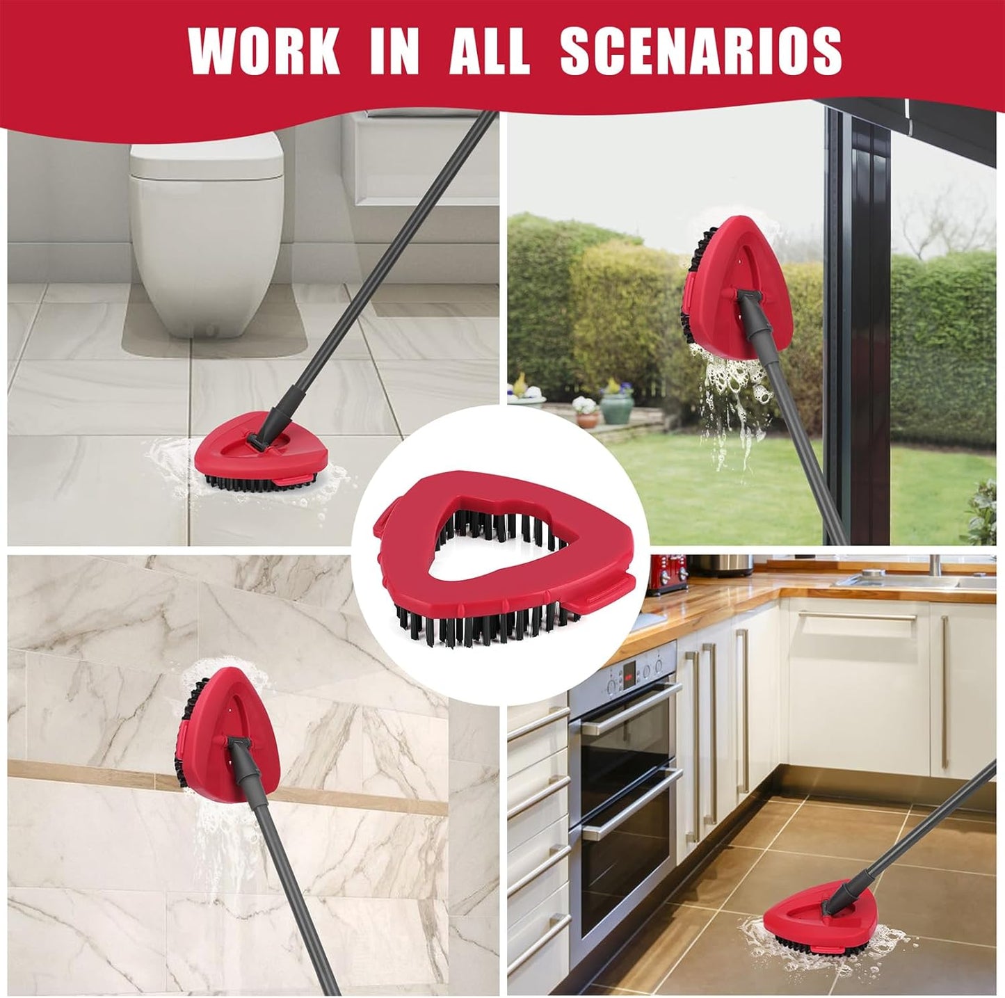 2 Pack Scrub Brush Replacement Head for O Cedar EasyWrin Spin Mop 1 Tank System, Spin Mop Replace Head Base, Shower Floor Scrubber, Hard Bristle Cleaning Brush for Bathroom Kitchen Wall Tile