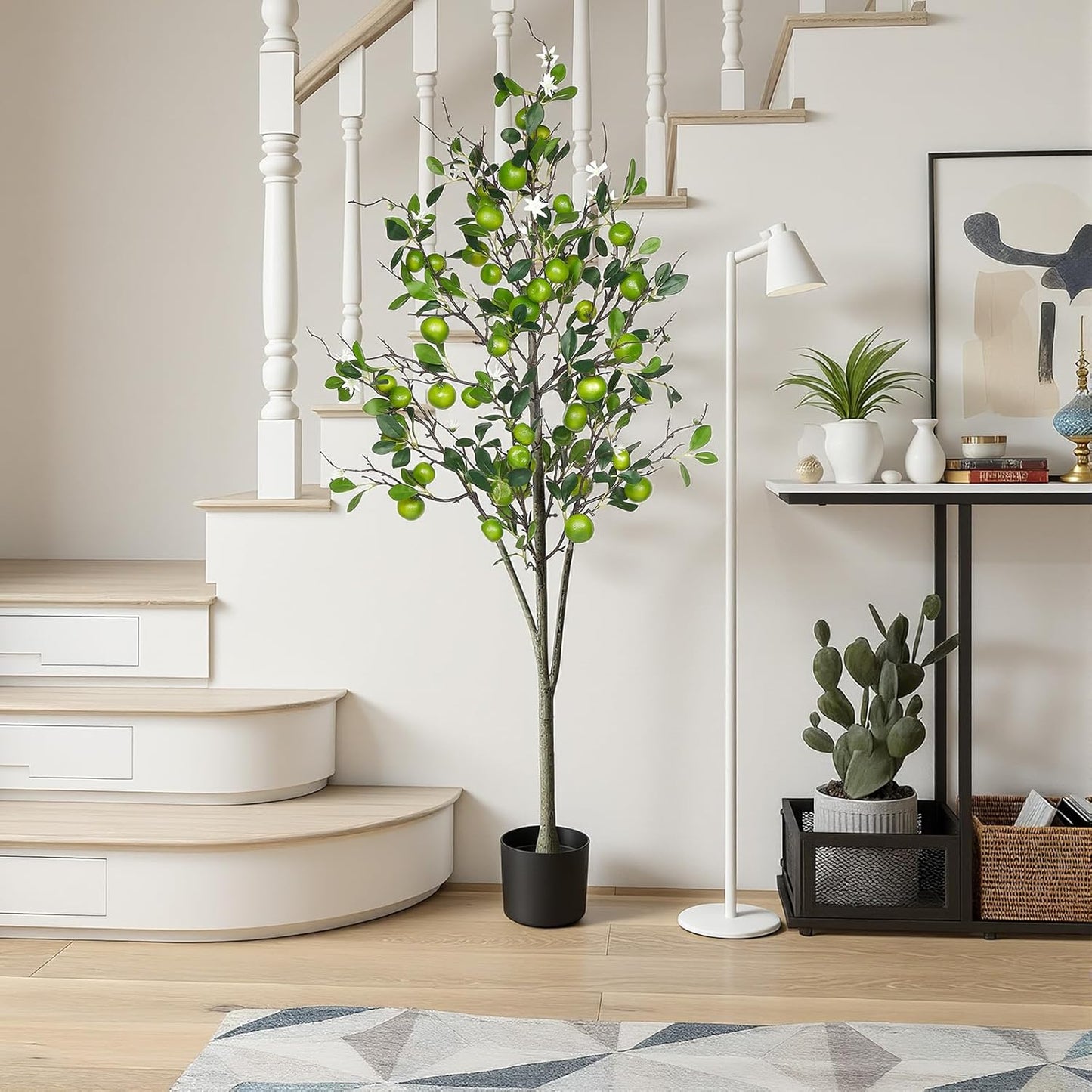 2 Pack Artificial Orange Tree with Realistic Leaves and Natural Trunk Faux Tree with Silk Leaves for Porch Home Office Farmhouse Indoor Outdoor Housewarming Gift
