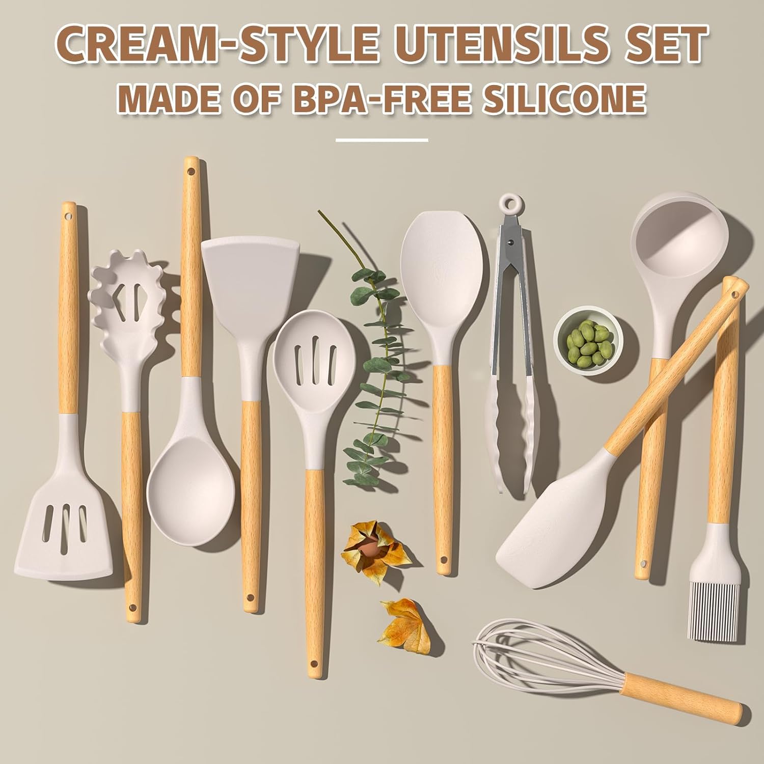 Umite Chef Kitchen Cooking Utensils Set, 33 pcs Non-Stick Silicone Coo