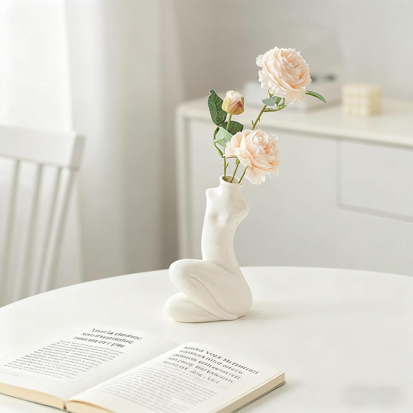 Abstract Female Body Vase - Artistic Butt & Boob Planter Bud Vase, Modern Ceramic Sculpture for Flowers, Funny Unique Home Decor Centerpiece (Akimbo-5.12'' H)