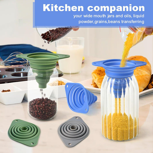 Kitchen Funnel Set 3 Pack,Funnels for Kitchen Use Filling Bottles,Sili