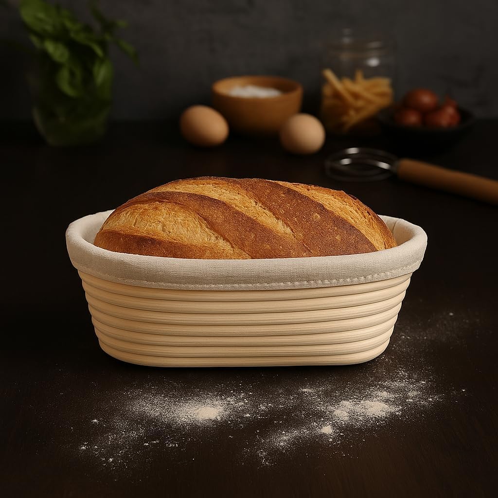 "Saint Germain Bakery Premium Round Bread Banneton Basket with Liner -