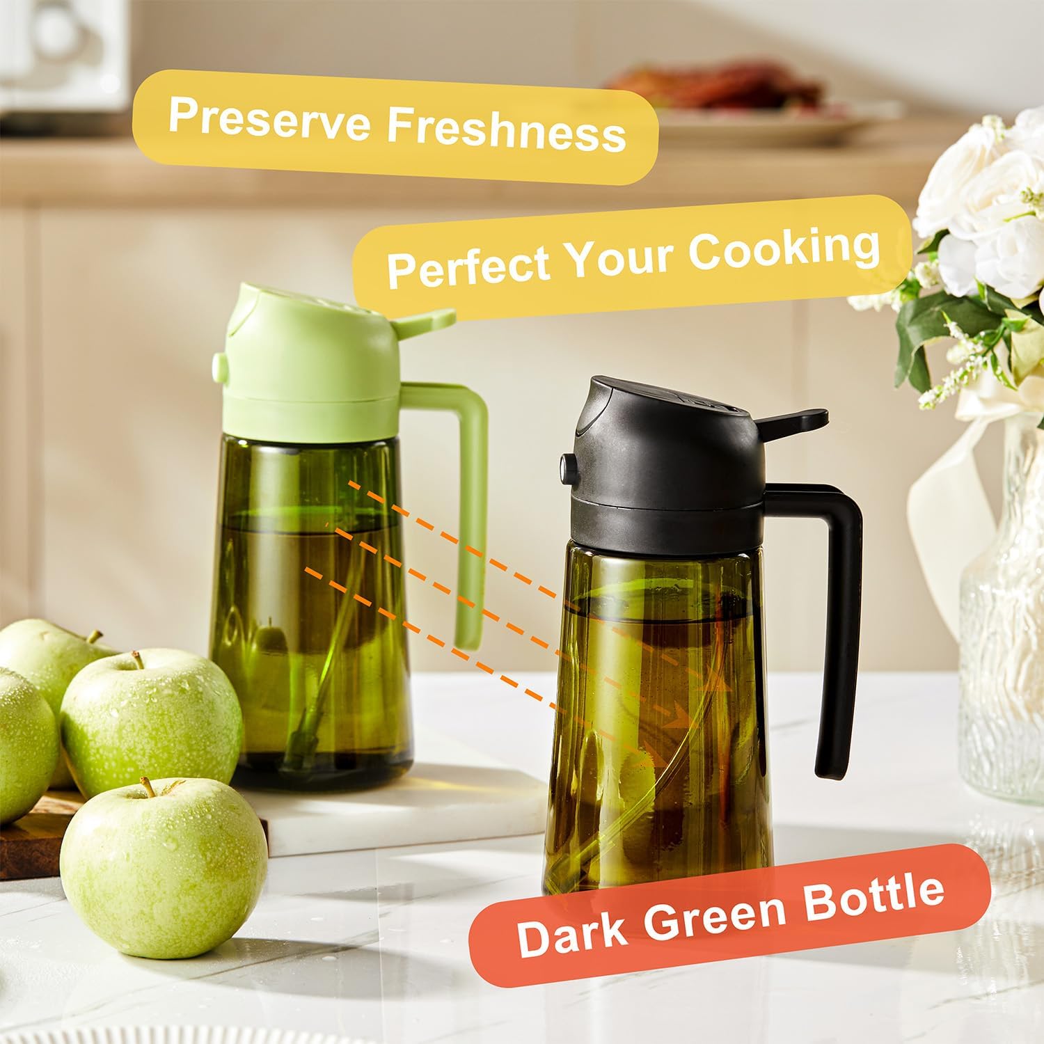 CXINYI - 16oz/470ml Olive Oil Dispenser for Kitchen with Stickers - 2 