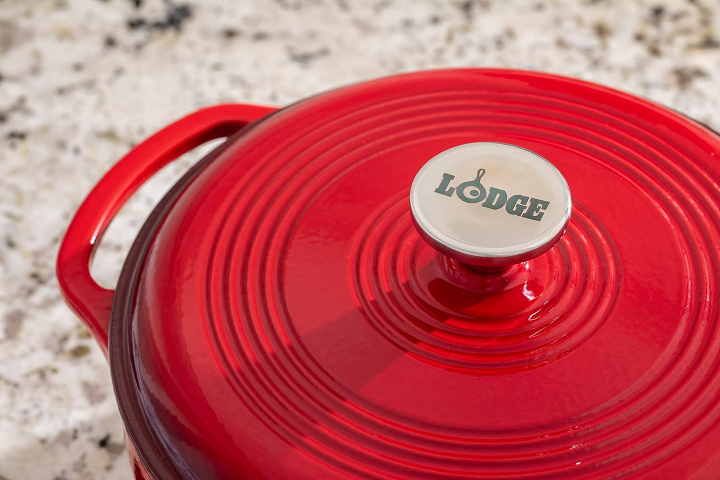 Lodge 4.5 Quart Enameled Cast Iron Dutch Oven with Lid – Dual Handles 