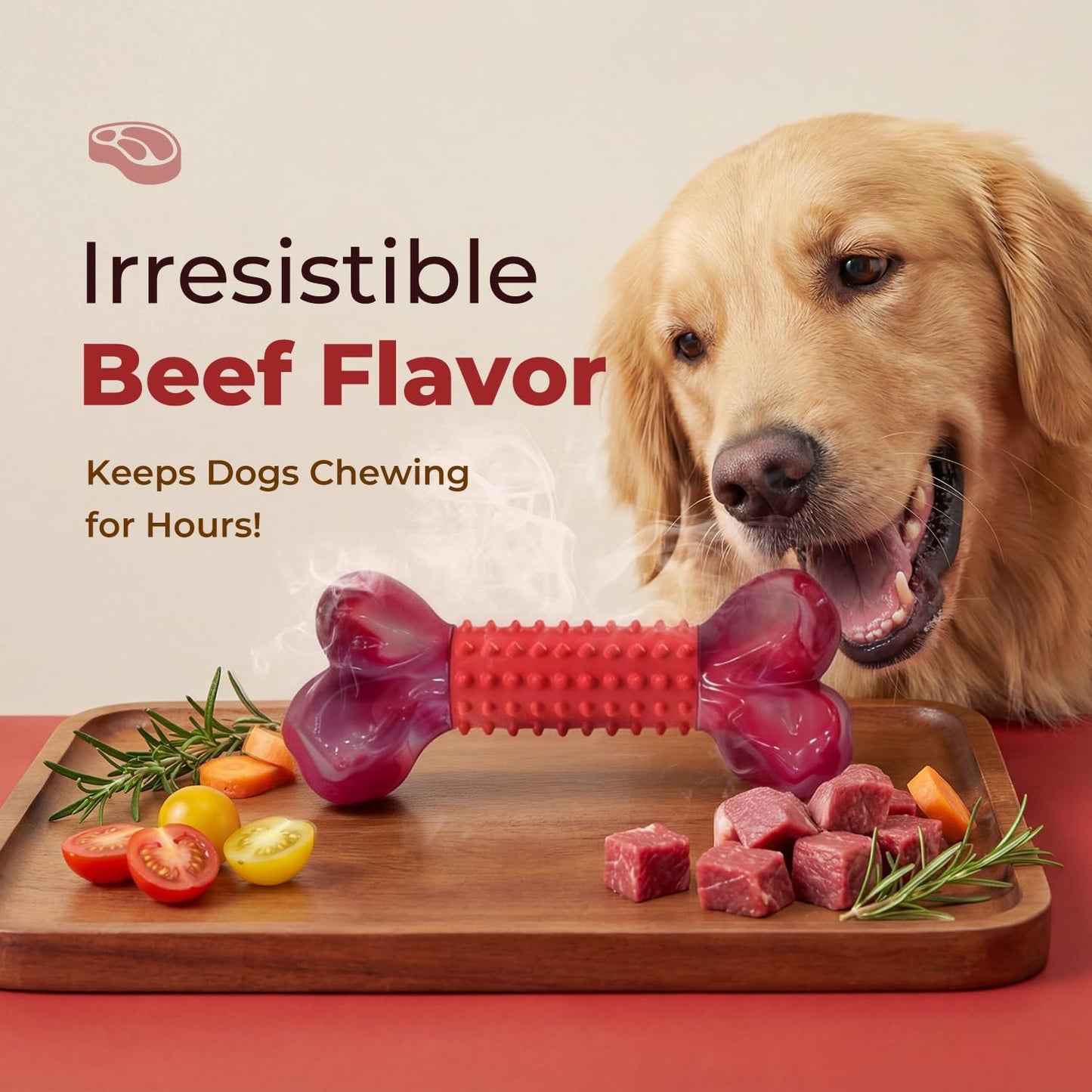 Apasiri Tough Dog Toys for Aggressive Chewers Beef Flavor: 8" Dog Chew