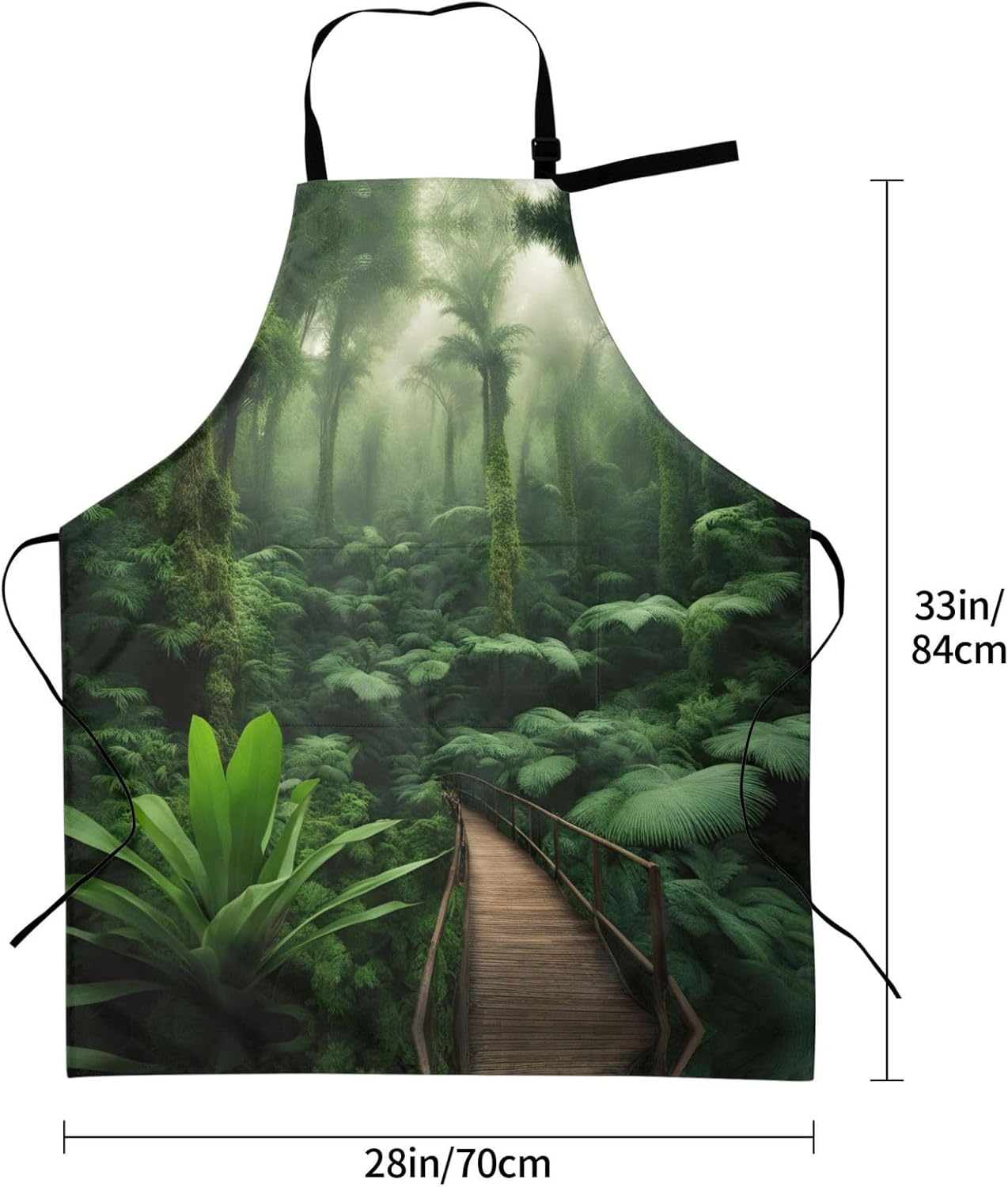 Tropical Rainforest print Waterproof chef's apron with pocket apron for kitchen cooking baking barbecue and gardening