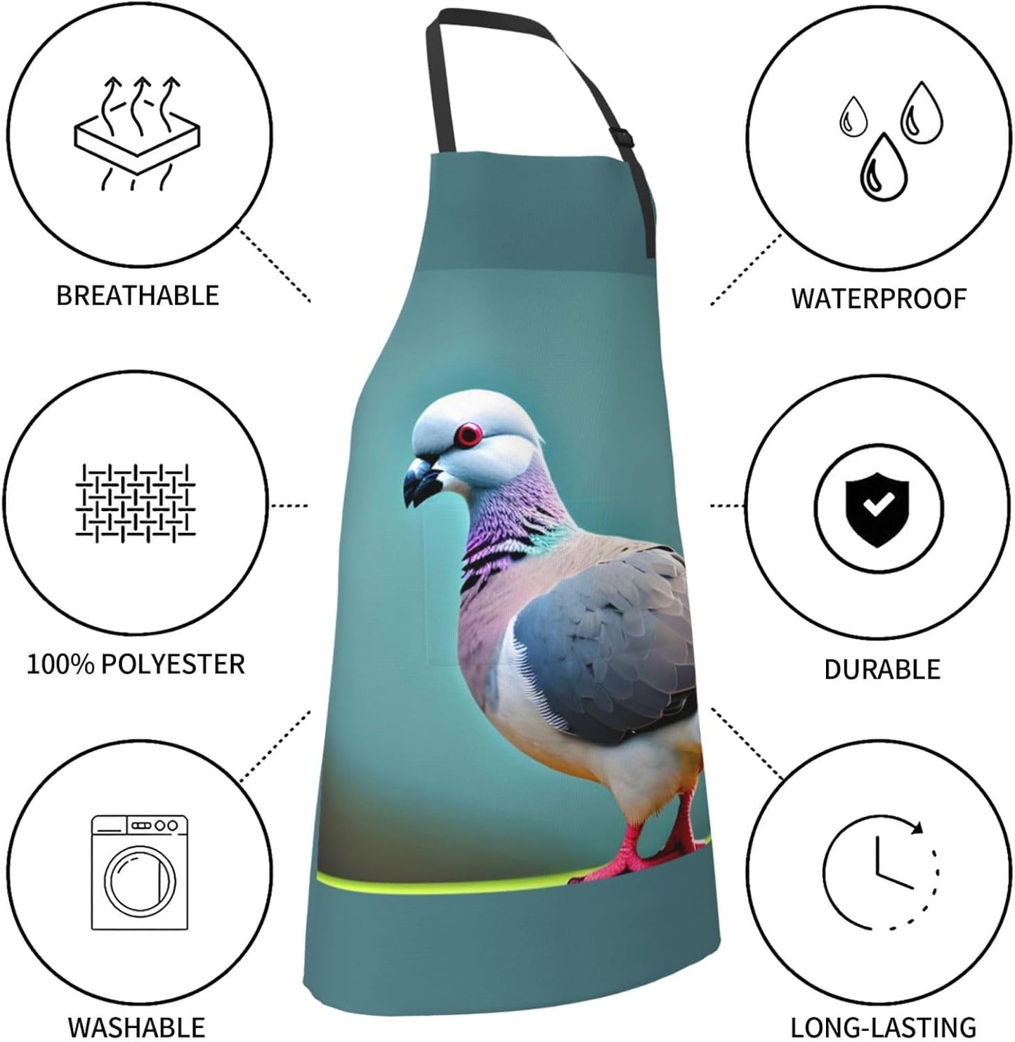 cartoon pigeon 4 print Waterproof chef's apron with pocket apron for kitchen cooking baking barbecue and gardening