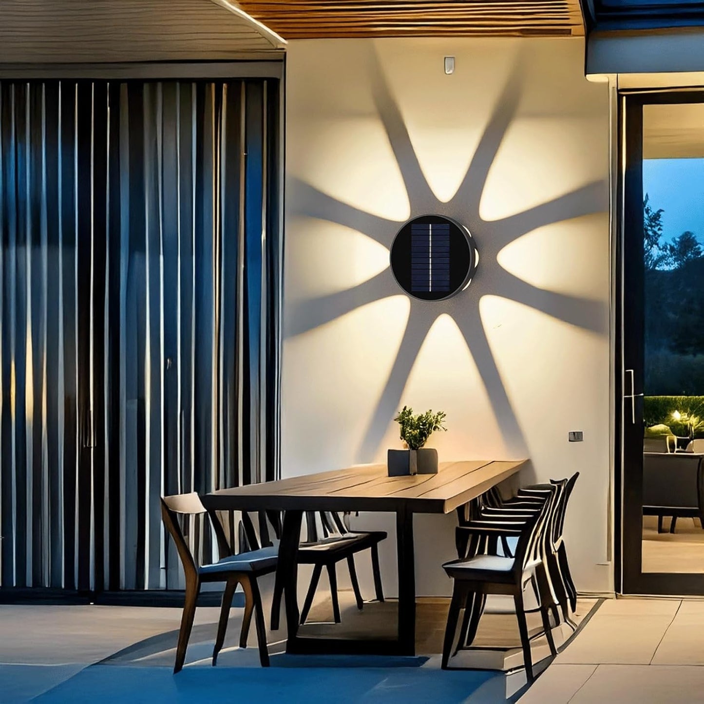 Solar Outdoor Wall Sconce, Solar Wall Light, Exterior Solar Wall Lamp Sunburst Round Design Waterproof Dusk to Dawn Wall Lantern Lighting for Porch Patio Garden Terrace Yard Cottage(Small)