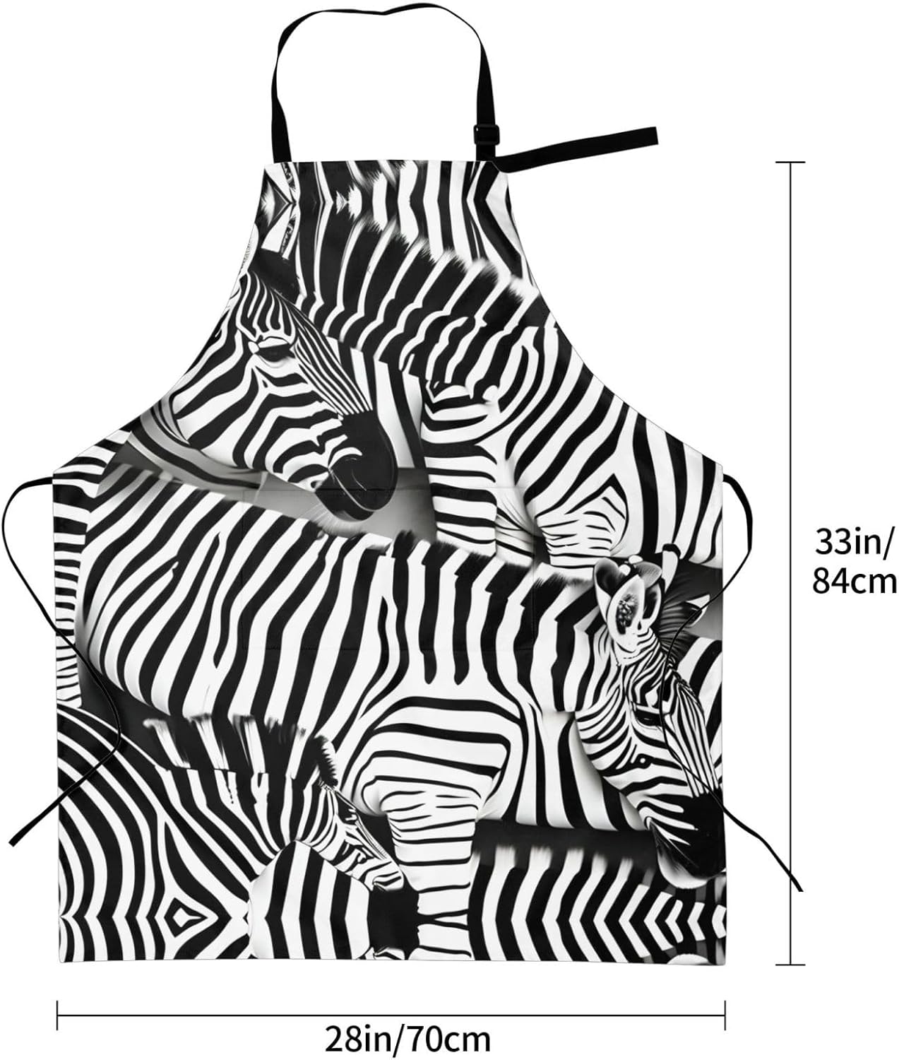 Zebra Print Laundry apron 28x33 In Waterproof Kitchen Apron with Pockets for Cooking Baking