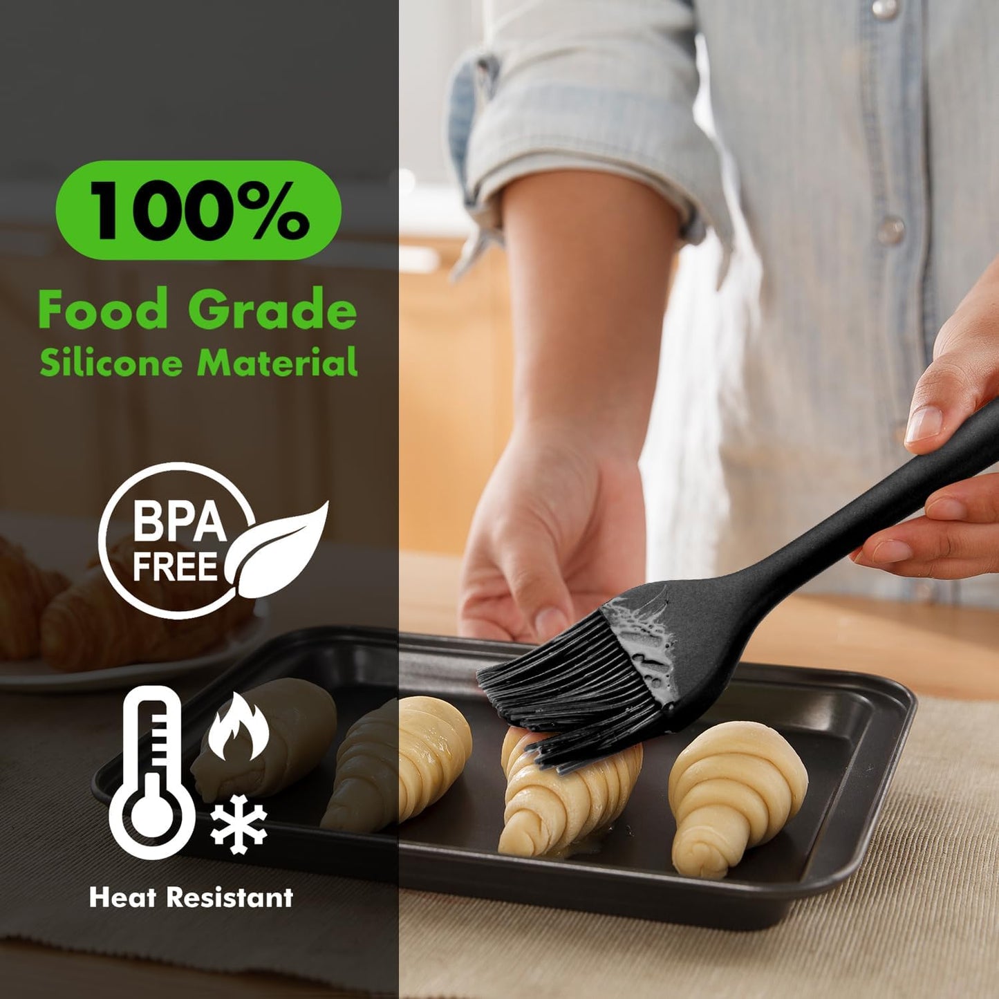 HOTEC 600℉ Heat Resistasnt Basting Brushes, BPA Free Silicone Pastry B