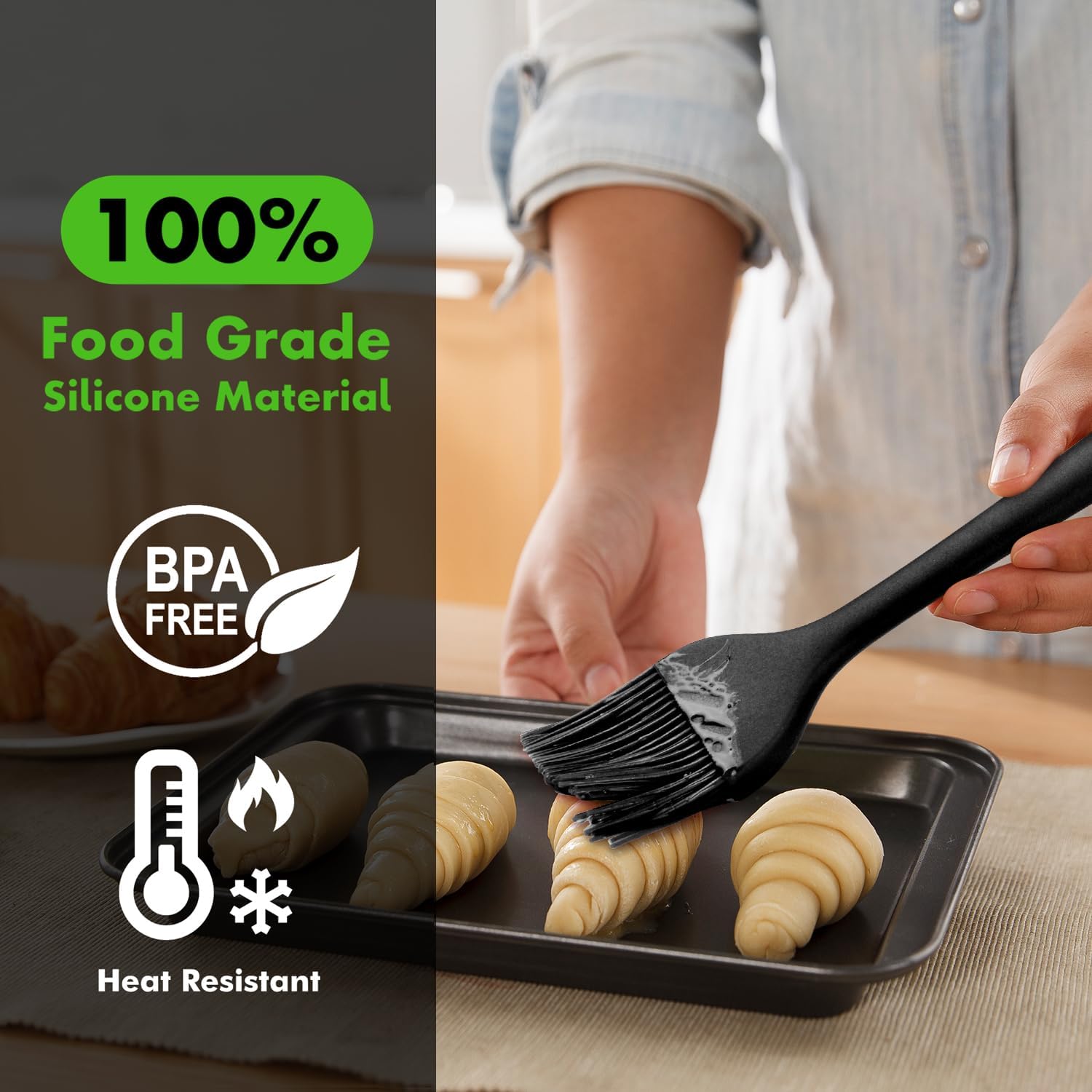 HOTEC 600℉ Heat Resistasnt Basting Brushes, BPA Free Silicone Pastry B
