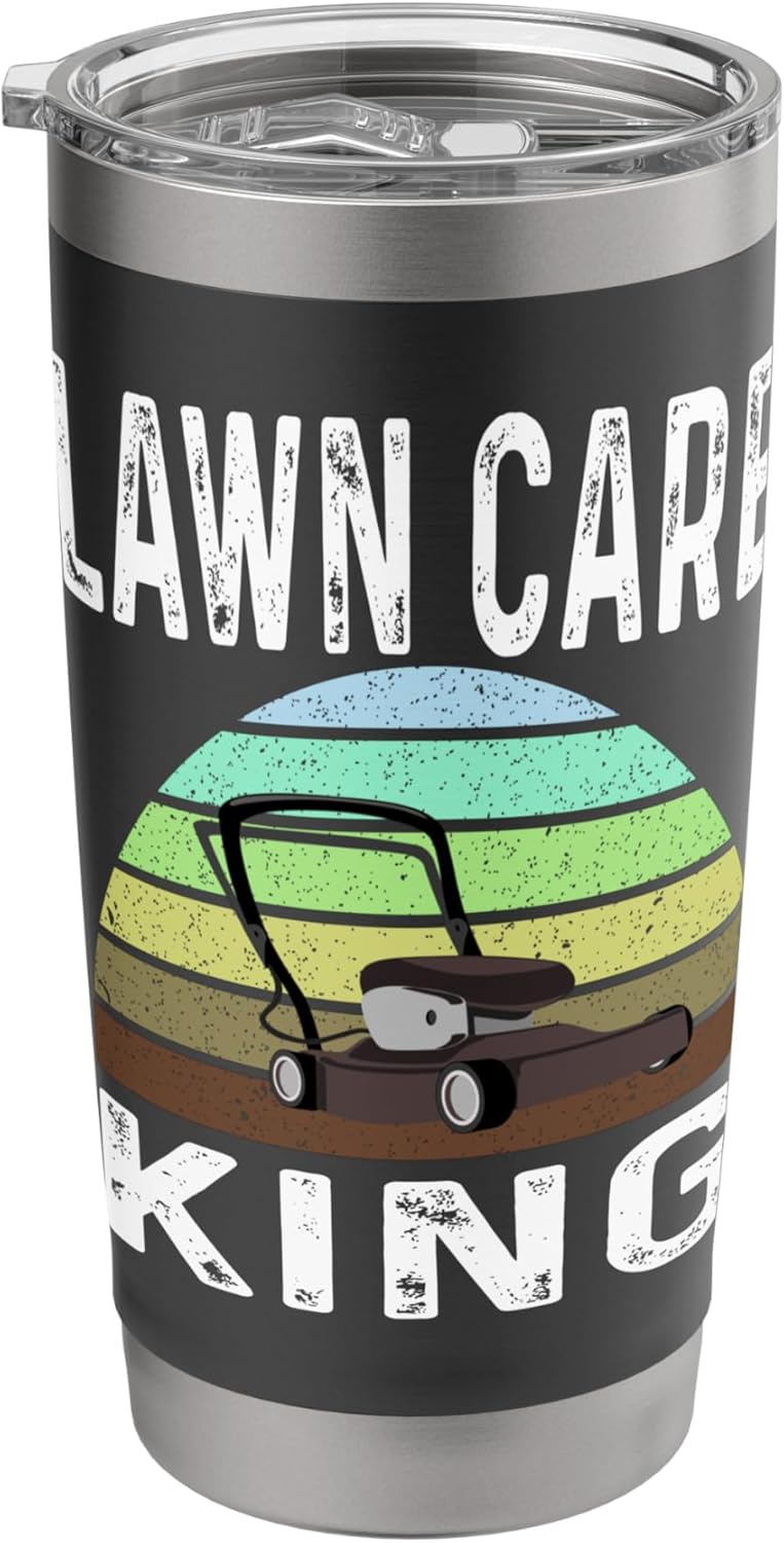 Funny Lawn Care King Grass Mowing Lawn Mower Dad Father Stainless Steel Insulated Tumbler