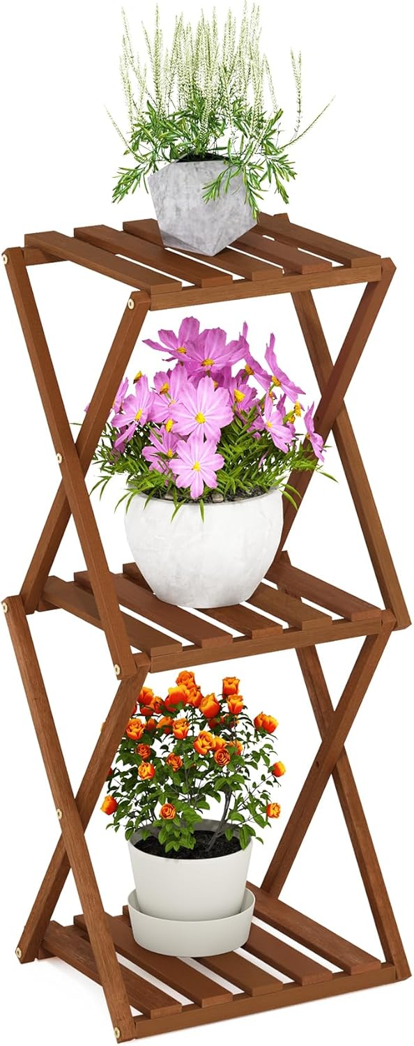Furinno TIOMAN Patio Table, 3-Tier Outdoor Side Table, Toolless Multip