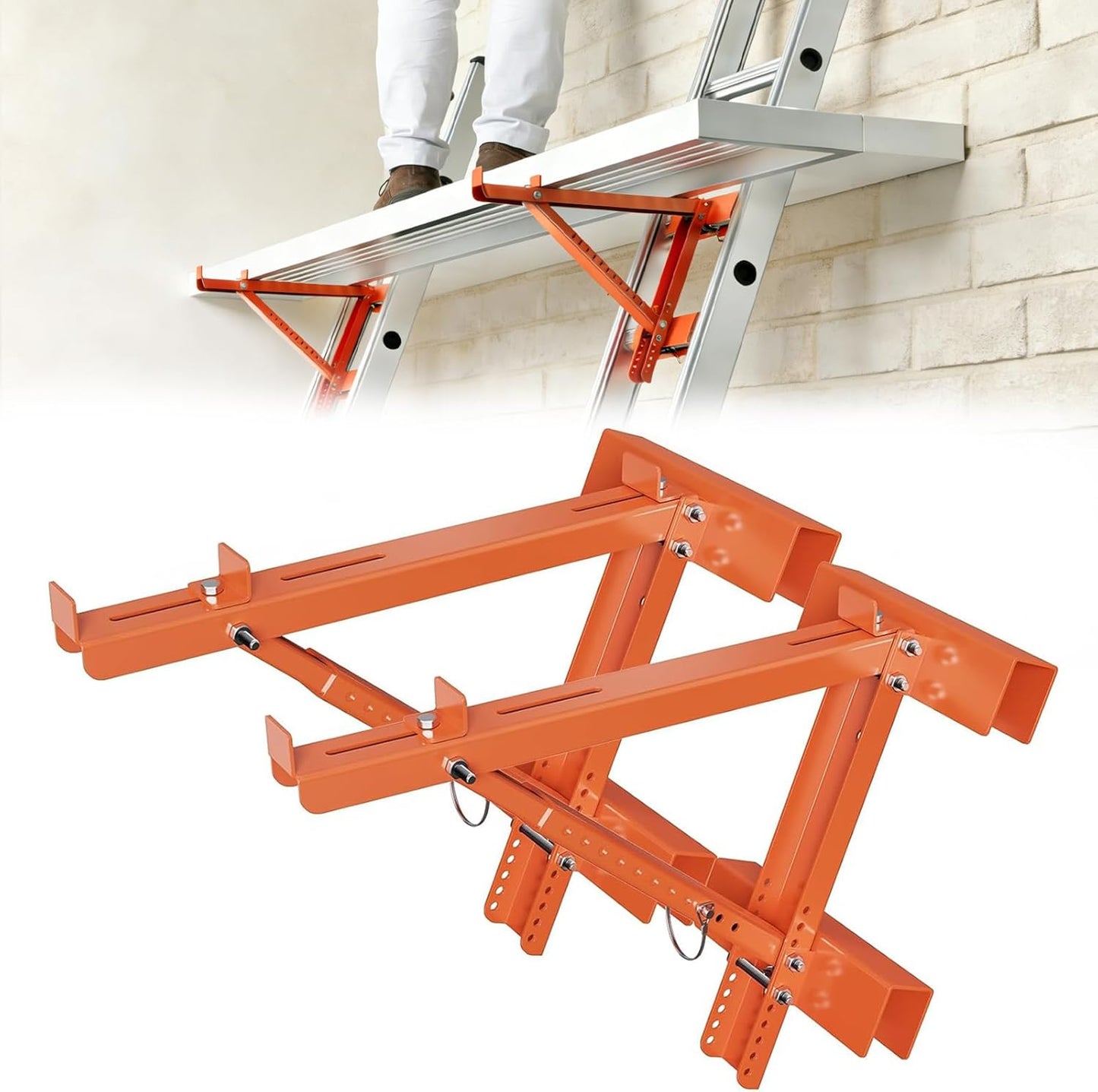 2 Pack Ladder Jacks for Scaffolding Platform Heavy Duty Steel Ladder J