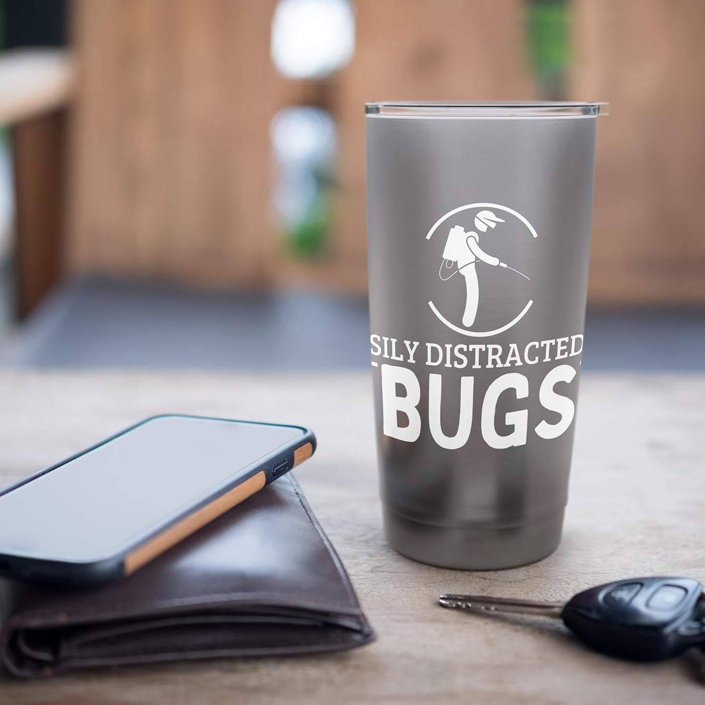 Easily Distracted By Bugs Pest Control Funny Exterminator Stainless Steel Insulated Tumbler