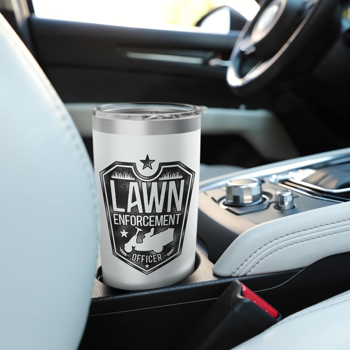 Lawn Mower Mowing Dad Father Landscaper Lawn Enforcement Stainless Steel Insulated Tumbler
