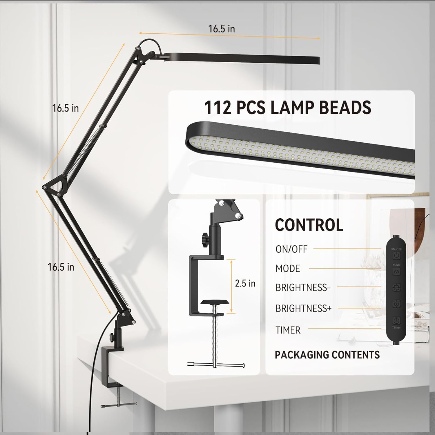 SKYLEO Desk Lamp for Home Office, Eye Comfortable LED Desk Light for L