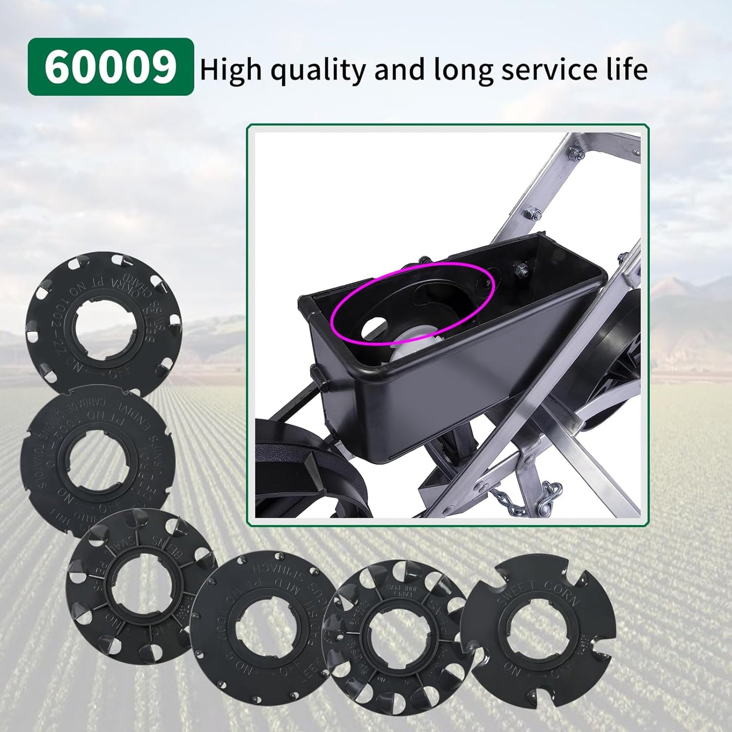 60009 Set 6 Standard Seed Plates Compatible with Earthway 1001-B Seede