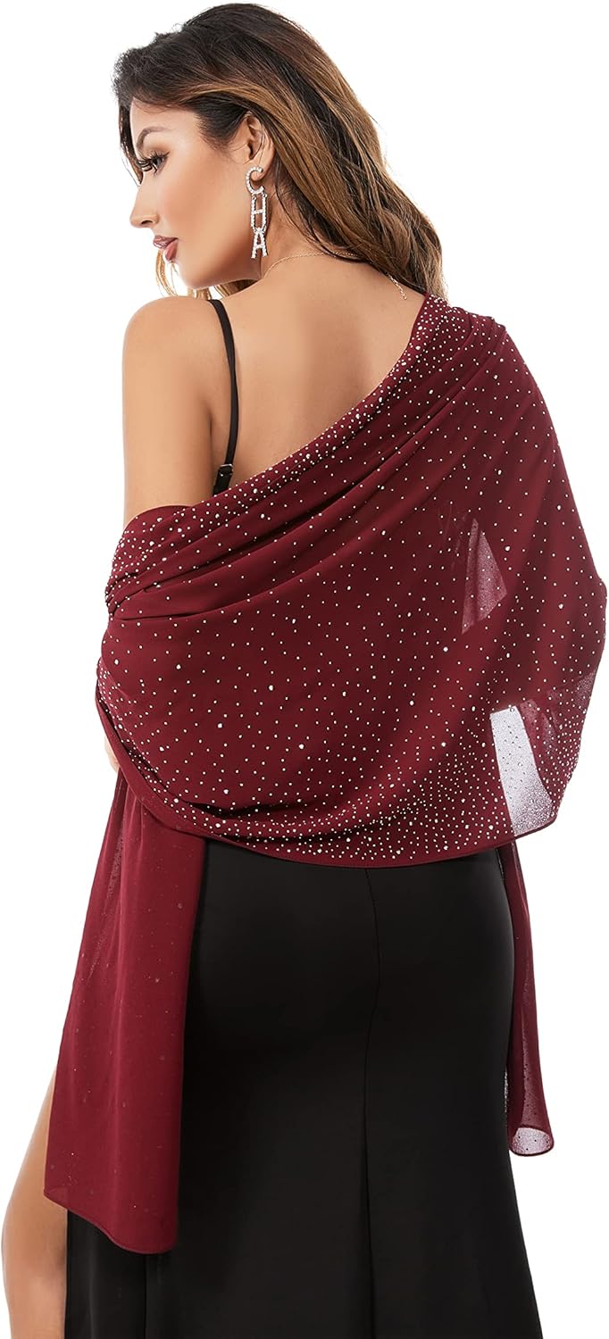 Shawls and Wraps for Evening Dresses Sheer Chiffon Women Elegant Soft 