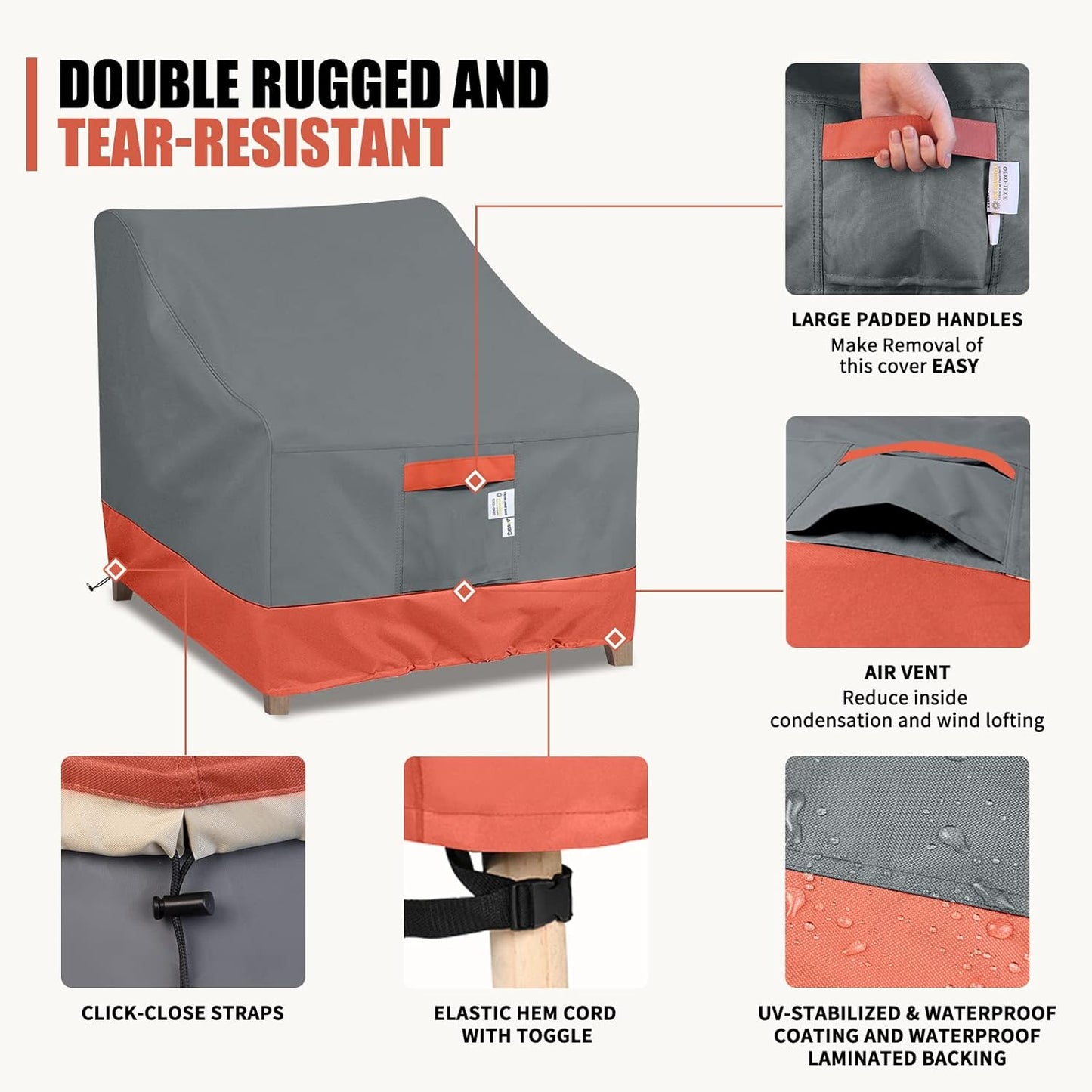 Outdoor Chair Covers Waterproof 600D Heavy Duty - All Weather Patio Fu