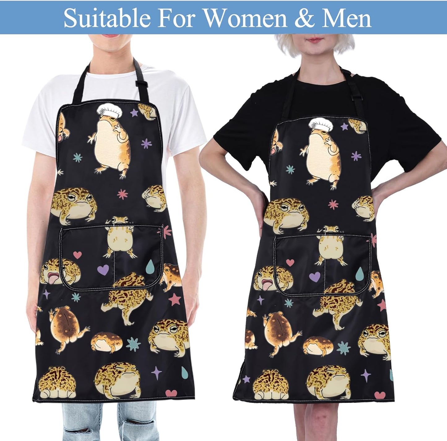 CMNIM Desert Rain Frog Apron Funny Frog Cooking Apron Frog Lover Gifts for Women Frog Gardening Aprons Frog Waterproof Aprons