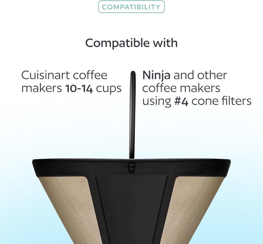 2-Pack #4 Reusable Permanent Cone Coffee Filters - Compatible with Cui