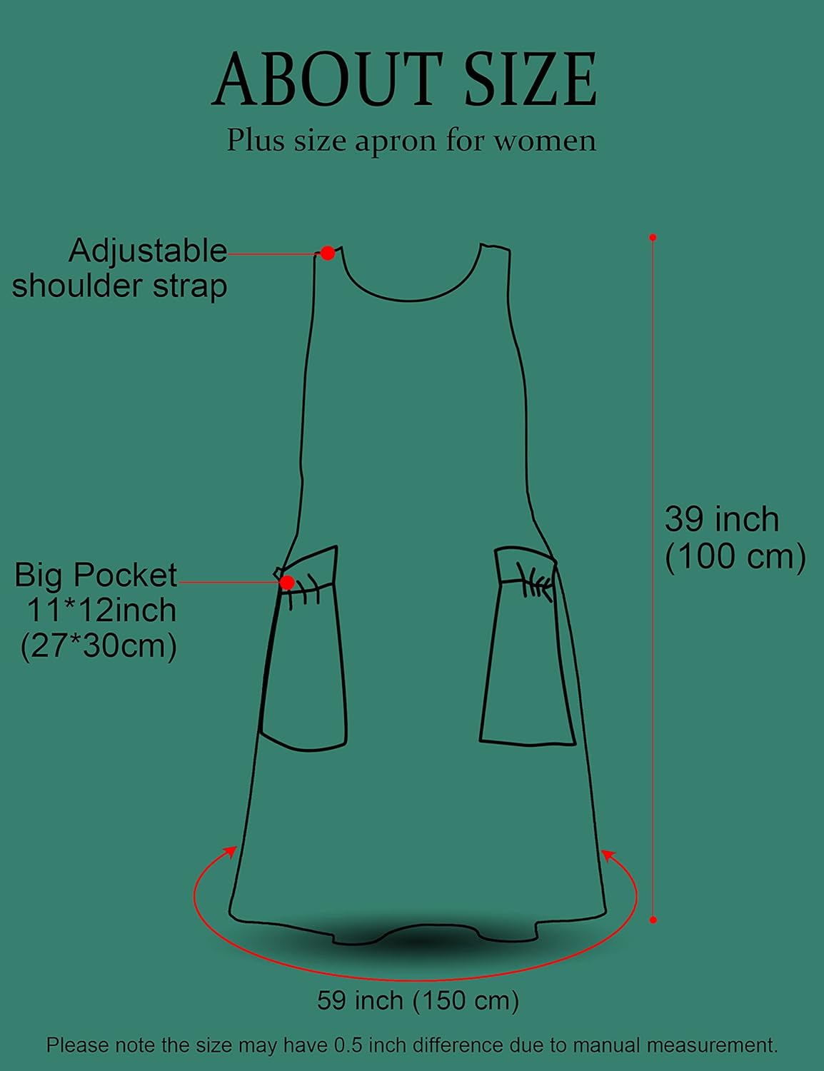 Big Plus Size Aprons for Women with Pockets Cotton Linen Baking Kitche