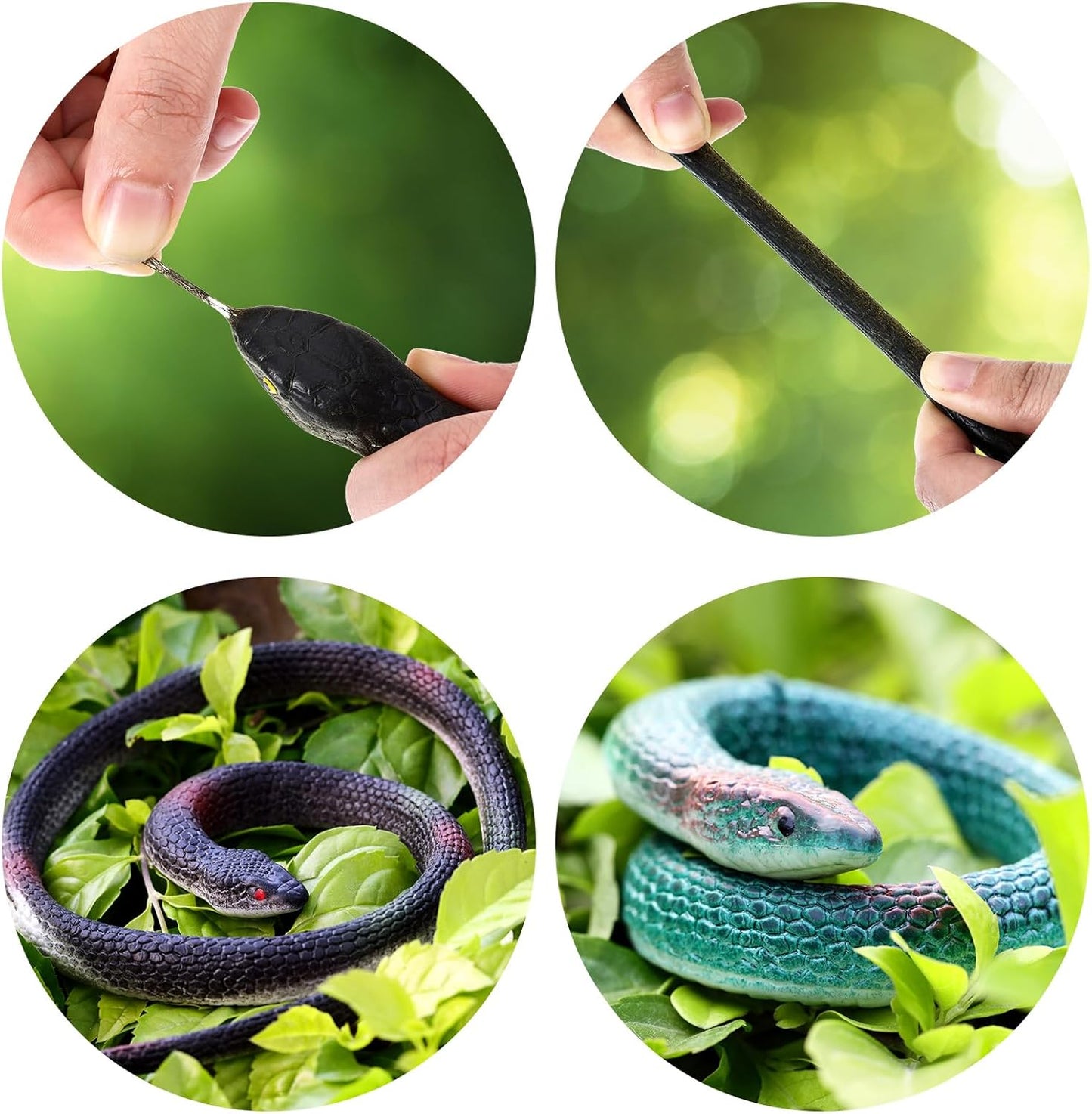 Blulu 3 Pieces Rubber Snakes Realistic Large Lifelike Fake Toys Plastic Garden Snake to Keep Birds Away Scare Squirrels Halloween Prank Props Scare Toy(Classic Style)