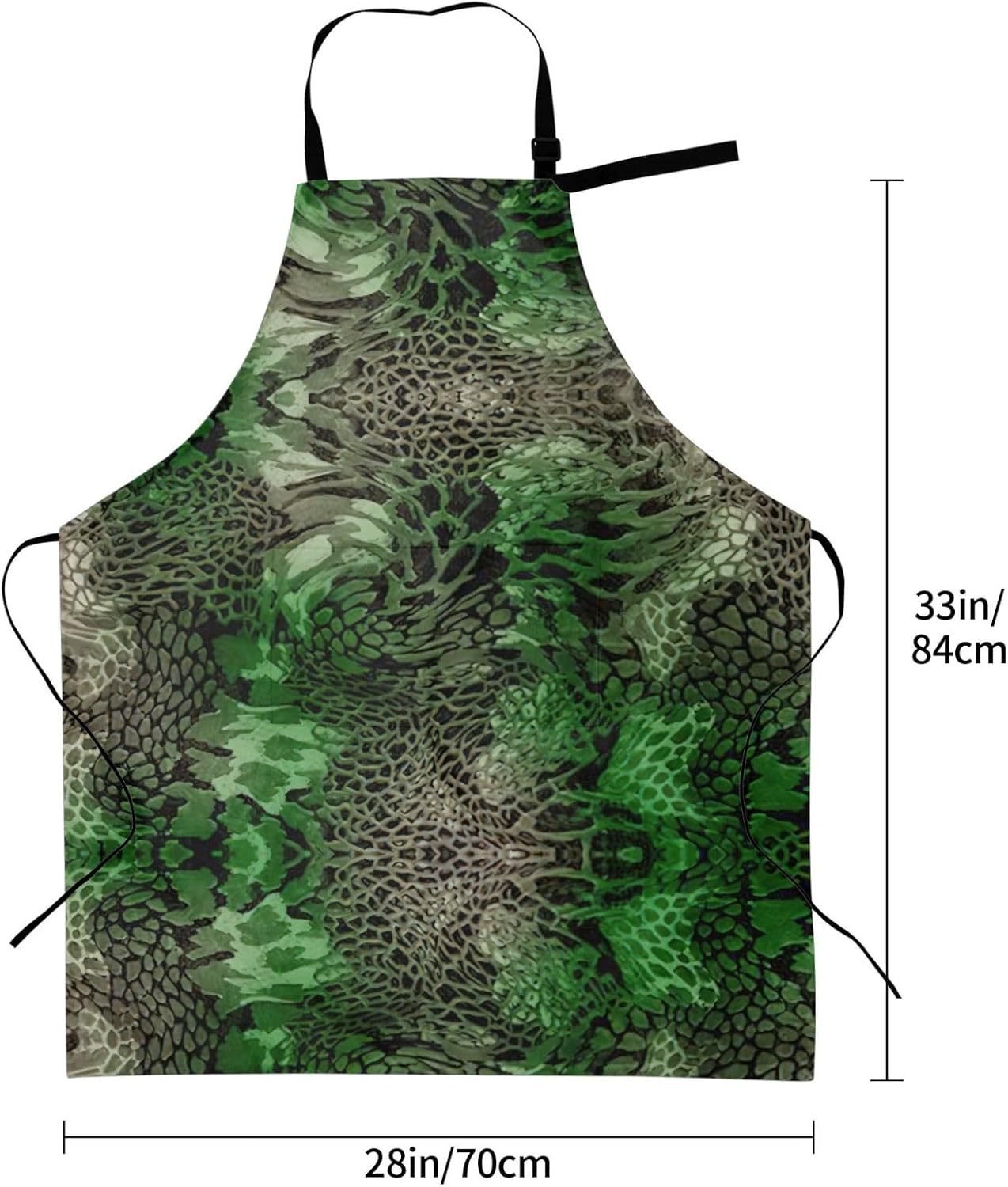 Green Snake print Waterproof apron with pocket adjustable cooking apron for adult kitchen bibs to bake