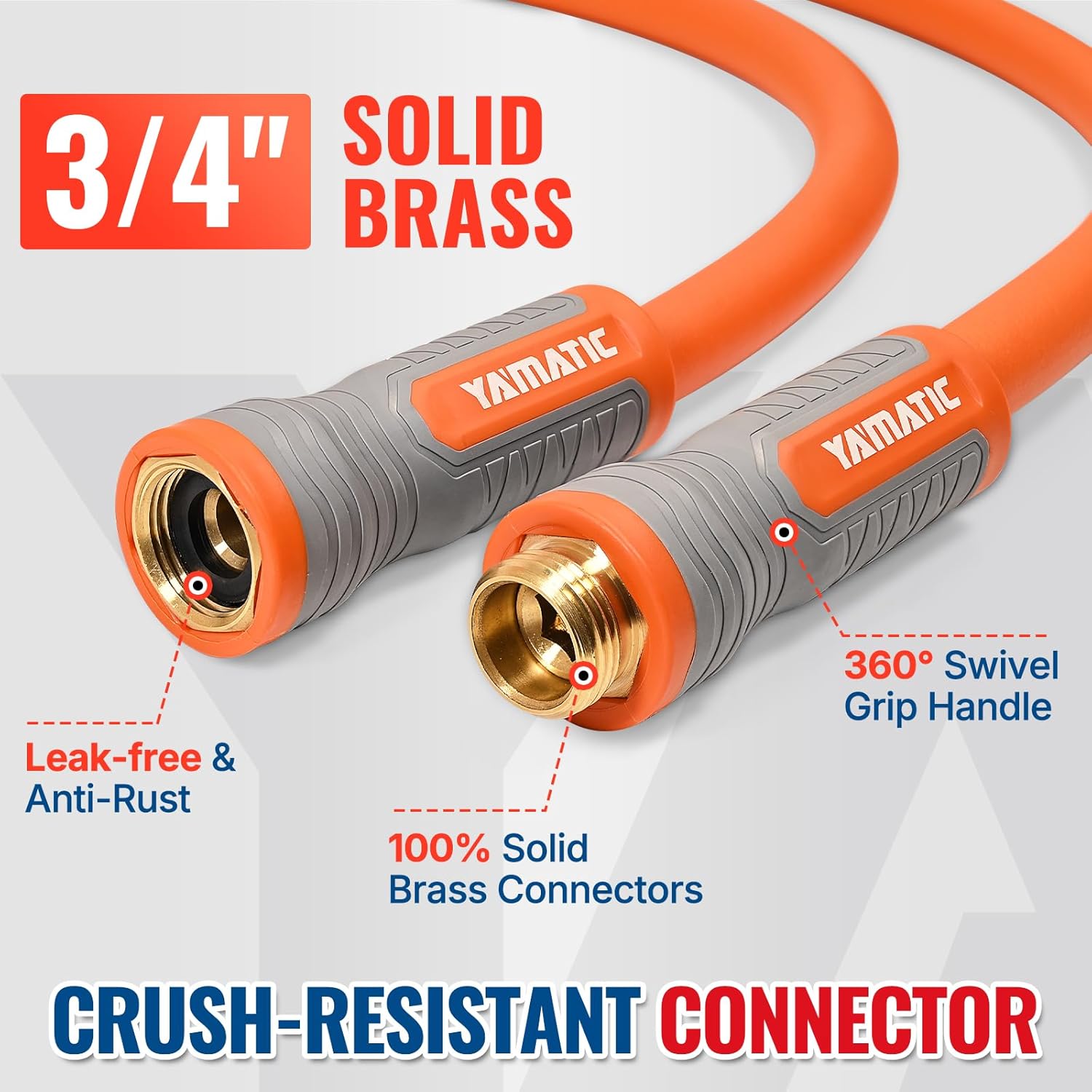YAMATIC Heavy Duty Garden Hose 5/8 in x 50 ft with Swivel Fitting, Sup