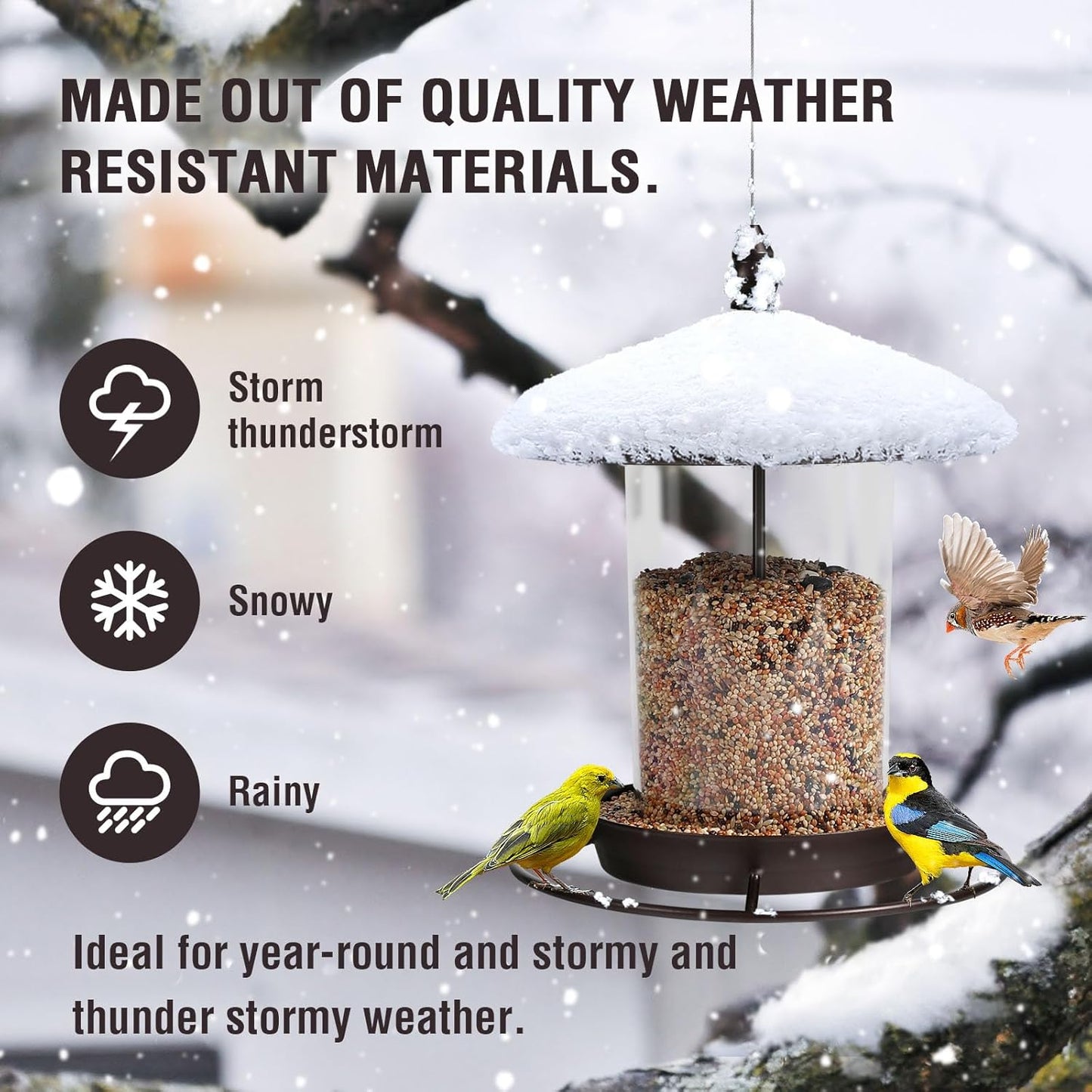 Metal Bird Feeder for Outdoors Hanging,3.0LB Seed Feeder,Easy to Fill 