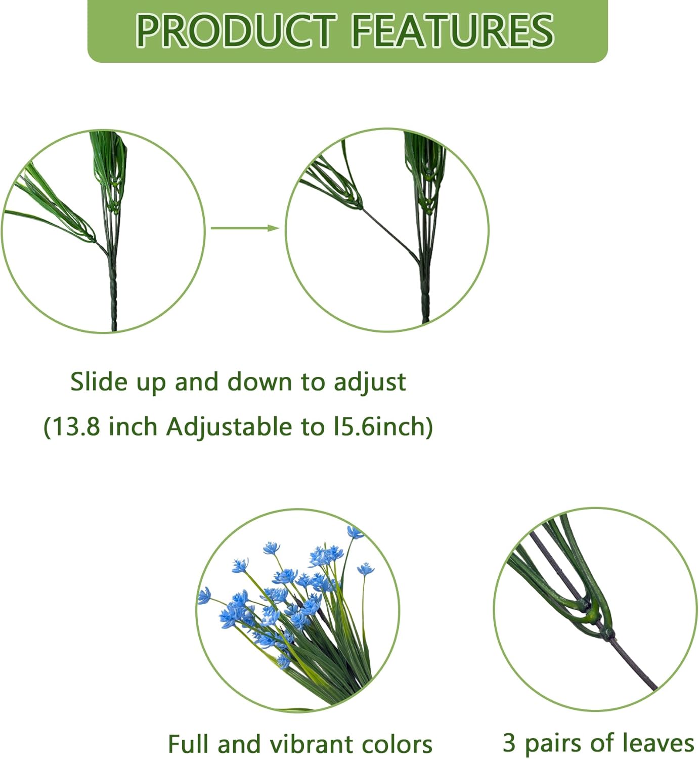Artificial Flowers for Outdoors, 12 Bundles Fake Outdoor Flowers, Blue Artificial Flowers with Stems, Fake Flowers for Planters, UV Resistant Outdoor Flowers, Garden Porch Window Box Décor