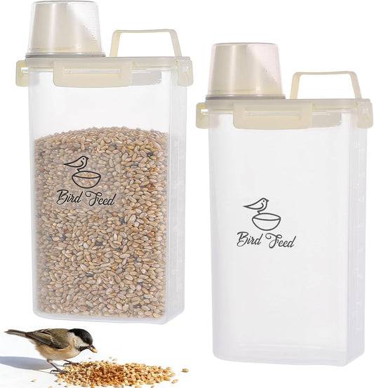 2 Pcs 3.17 Qt/3 L Bird Seed Storage Container Airtight- Portable Plast