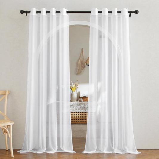 NICETOWN White Sheer Curtains 84 inches Long - Home Decoration Grommet