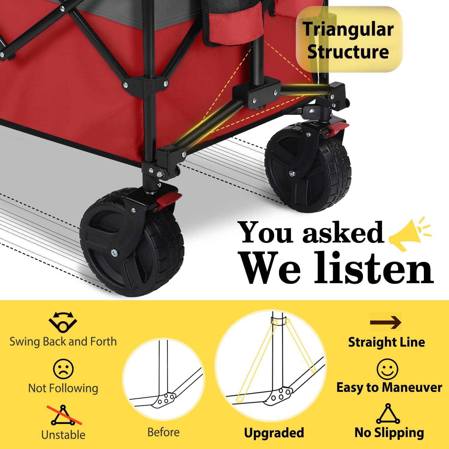 Sekey 48''L Collapsible Foldable Extended Wagon with 660lbs Weight Cap