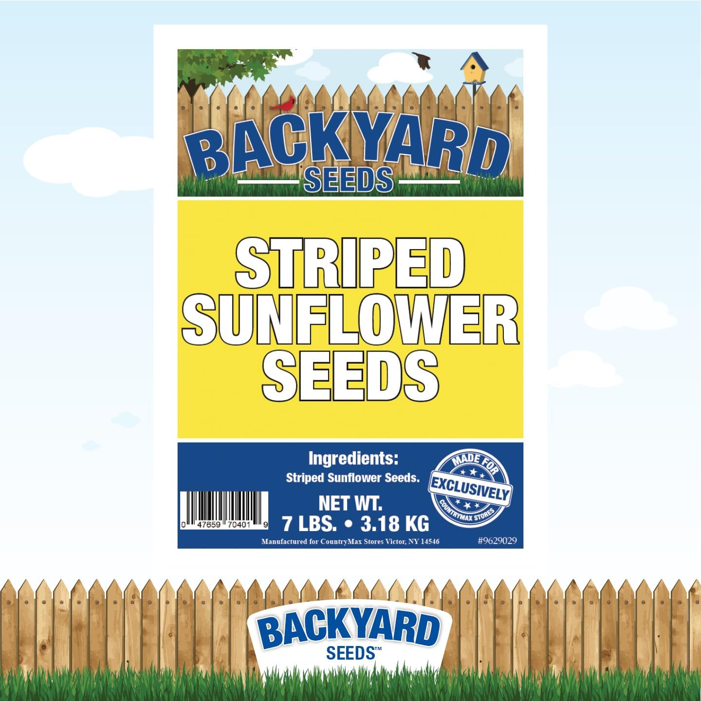 CountryMax Backyard Seeds Striped Sunflower Seeds for Cardinals 7lbs -