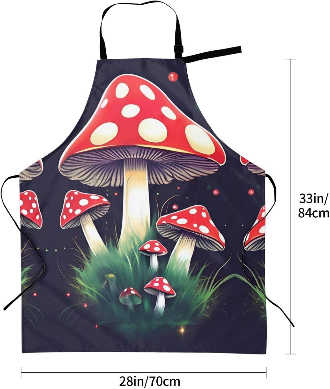 Magic Mushrooms Print Laundry apron 28x33 In Waterproof Kitchen Apron with Pockets for Cooking Baking