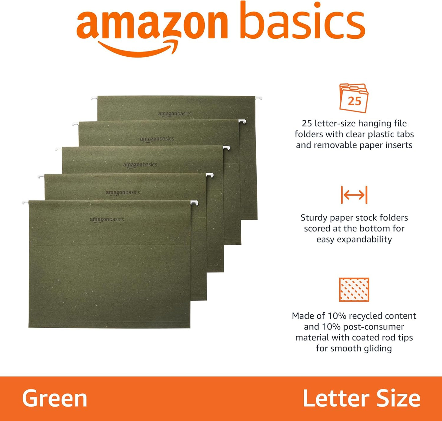 Amazon Basics Hanging Organizer File Folders for Efficient Filing, Stu