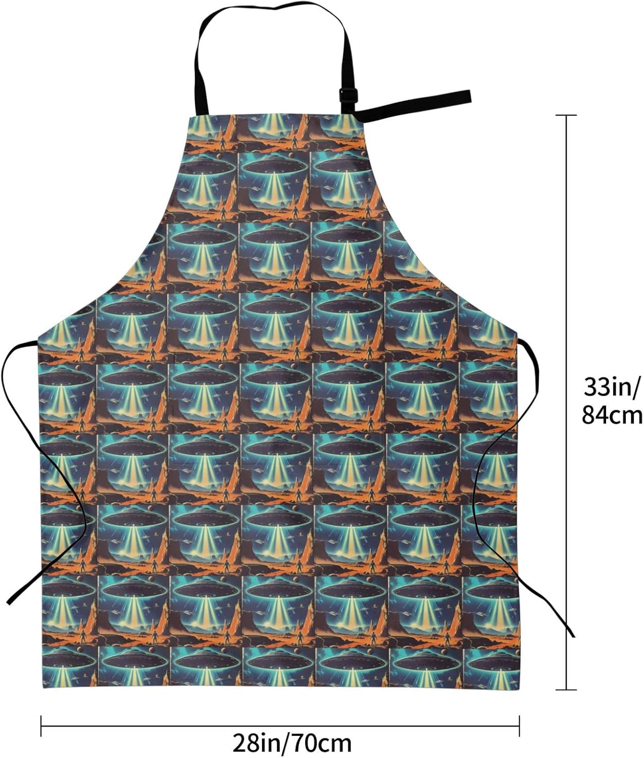 YANYU Universe Planet Print 28x33 In Kitchen Apron Stylish Chef Apron with Pockets for Cooking Baking Painting