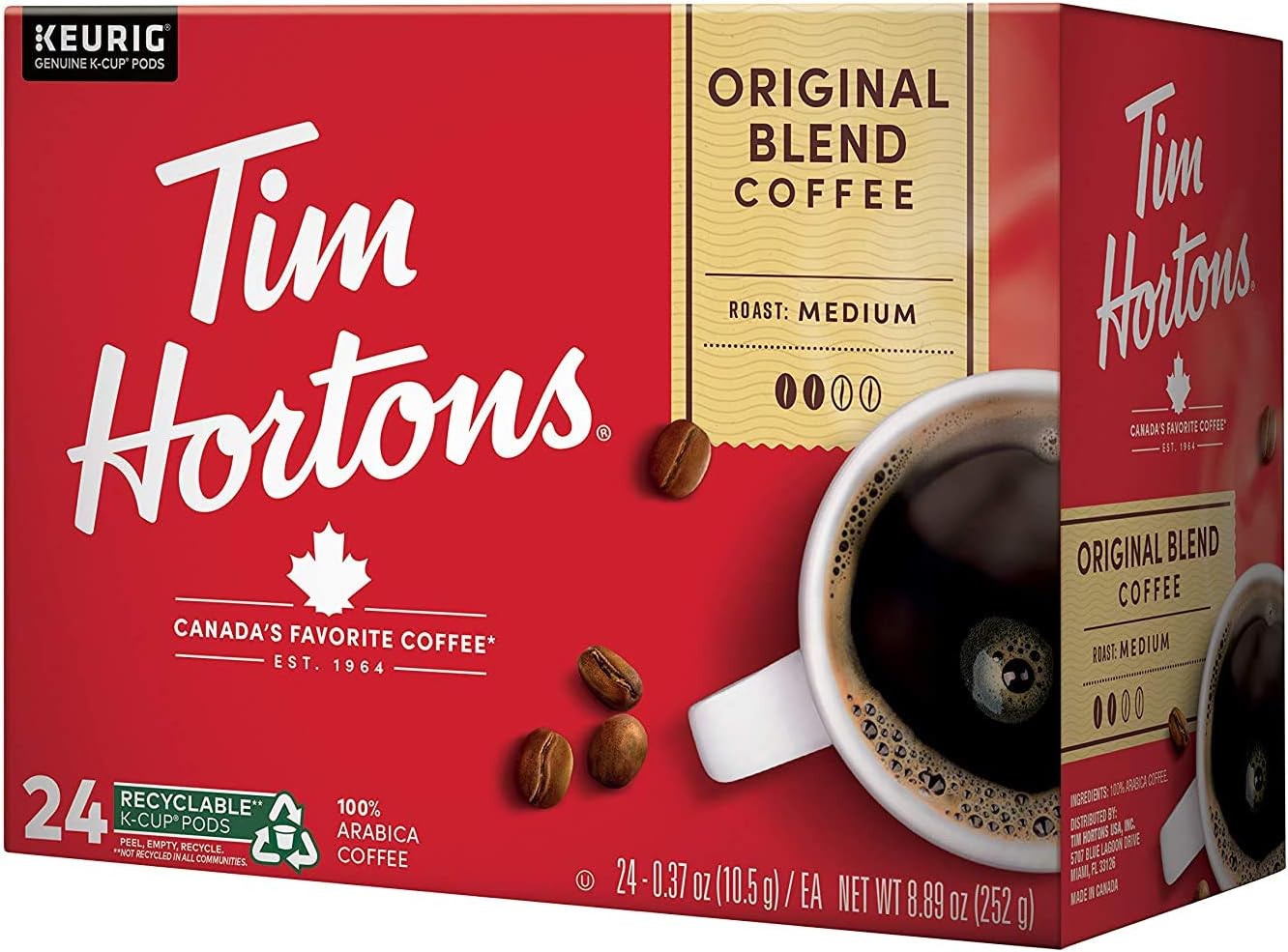 Tim Hortons Original Blend, Medium Roast Coffee, Single-Serve K-Cup Po
