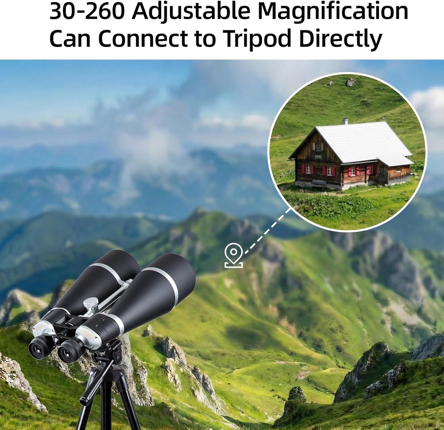 30-260X80 Binoculars for Adults High Powered,Zoom Binoculars with Tripod and Straps for Stargazing,Bird Watching,Travel(Black Silver