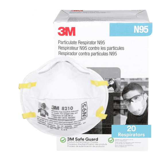 3M 8210 Particulate Respirator, N95, Pack of 20 Disposable Respirator,