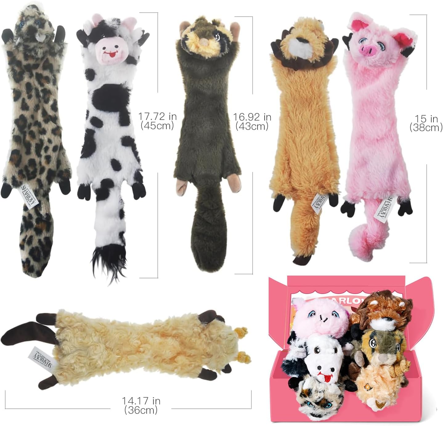 SHARLOVY Dog Squeaky Toy No Stuffing 6 Pack, Dog Toys Crinkle for Smal