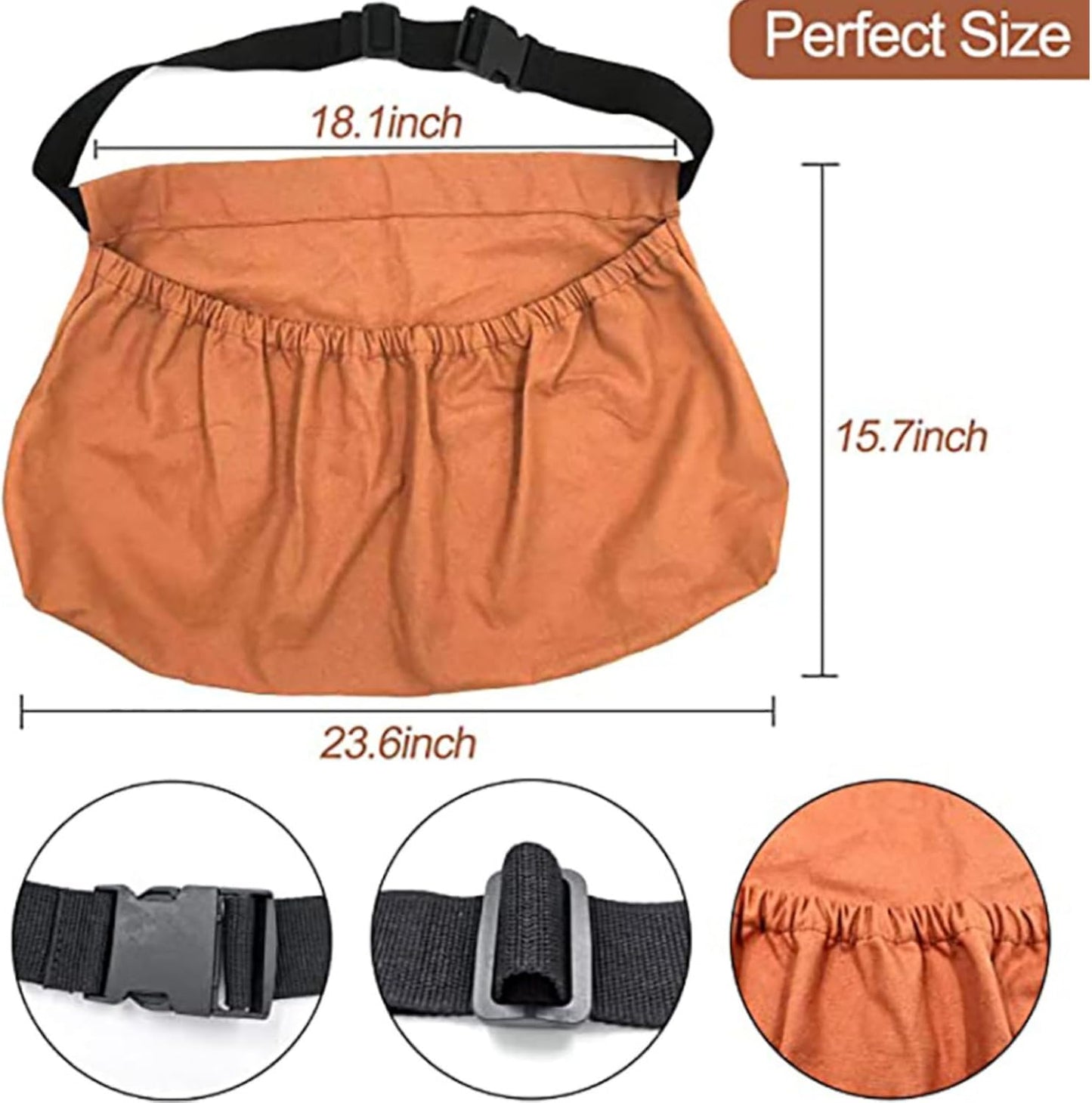 Harvesting Apron for Garden Vegetable Canvas Apron Waist Belt for Gardeners Women Men with 2 Pockets Handsfree