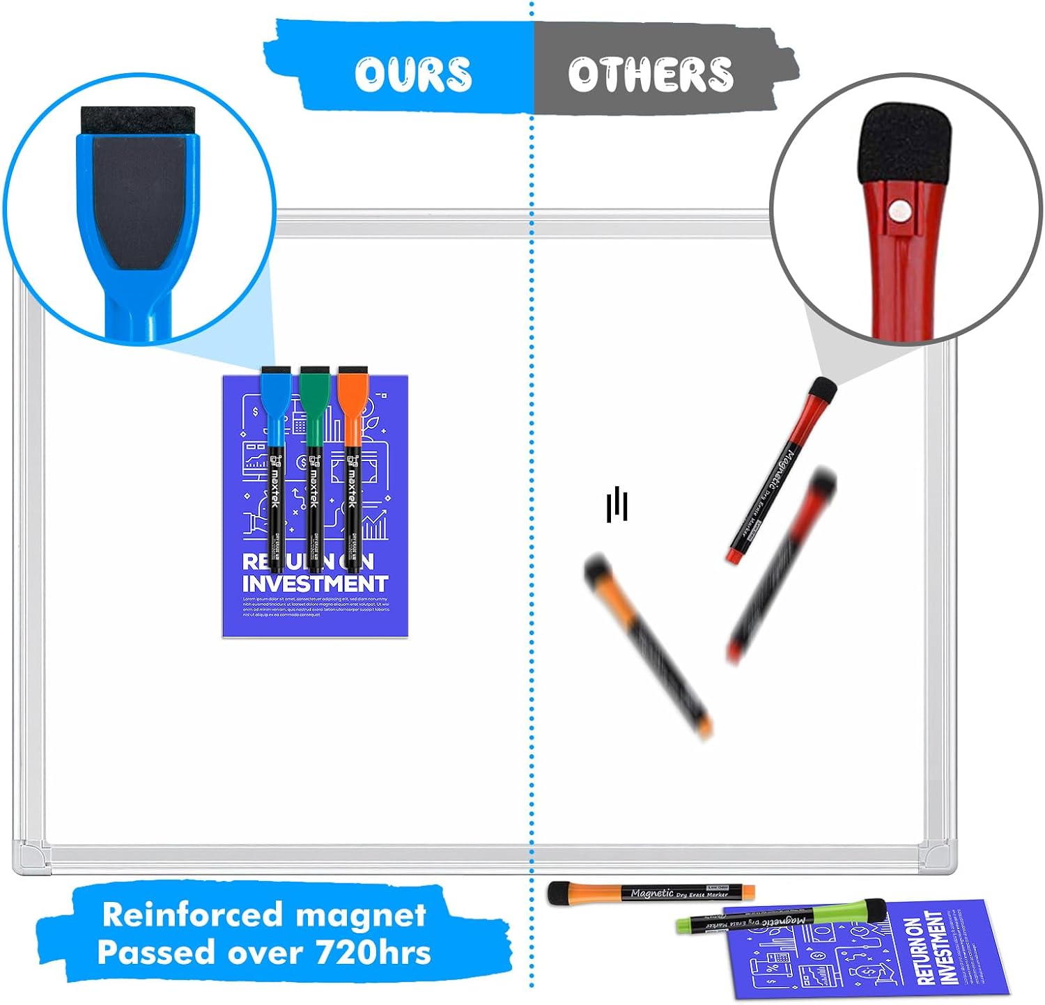 maxtek Magnetic Whiteboard Markers - 12 Count Colorful Fine Tip Dry Er