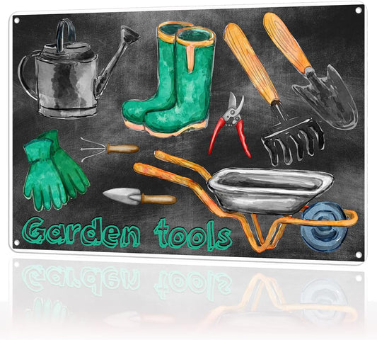Funny Garden Metal Sign, GARDEN TOOLS Vintage Backyard Porch Yard Garden Decor Outdoor, Gift for Woman, Wife, Mama, Grandma 8 * 12"