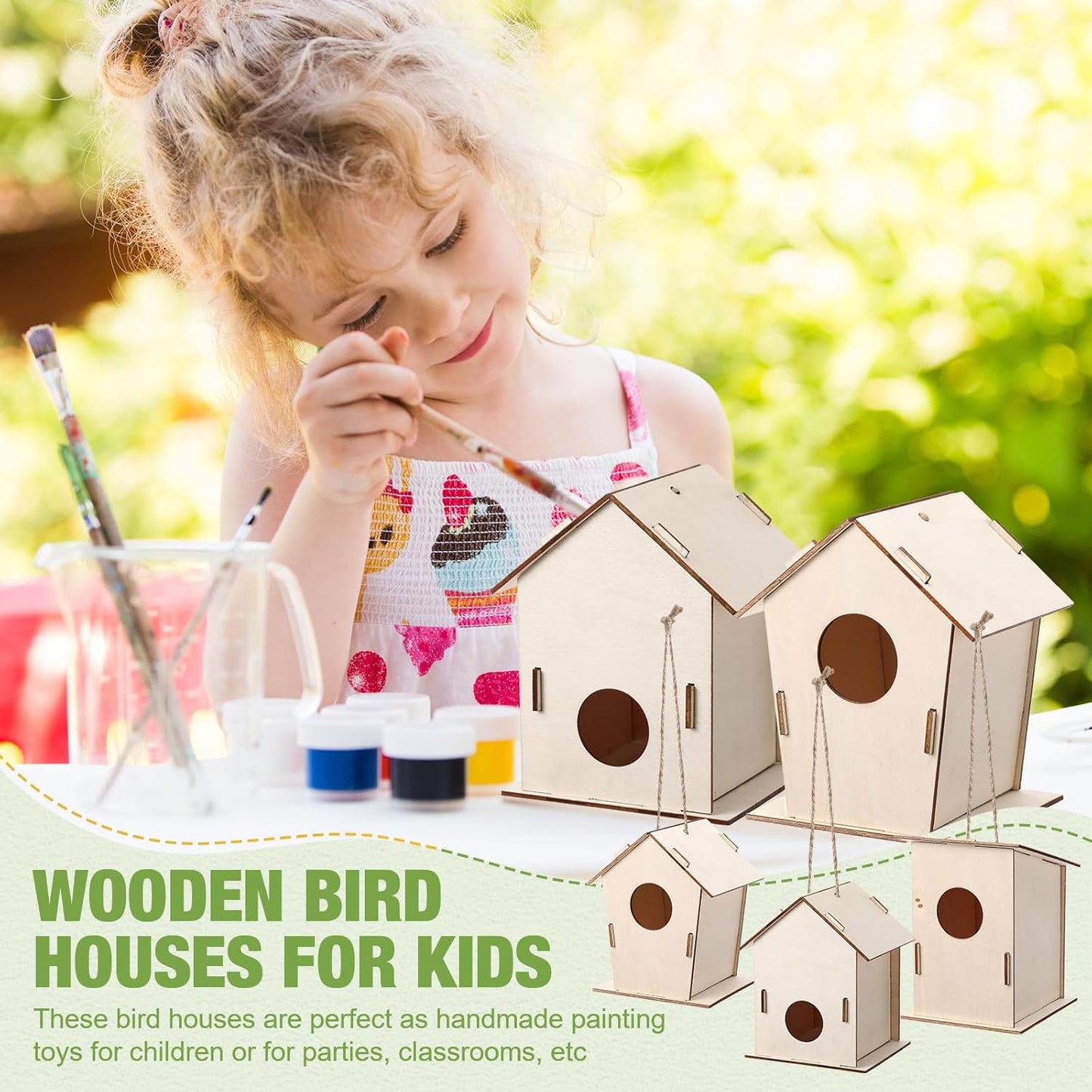 DoubleFill 48 Pcs Bulk Wooden Bird Houses Kits for Kids DIY Bird House Kit Unfinished Wood Birdhouse Wooden Crafts to Paint, Build, and DIY for Valentines Crafts Classroom Activity, 3 Styles
