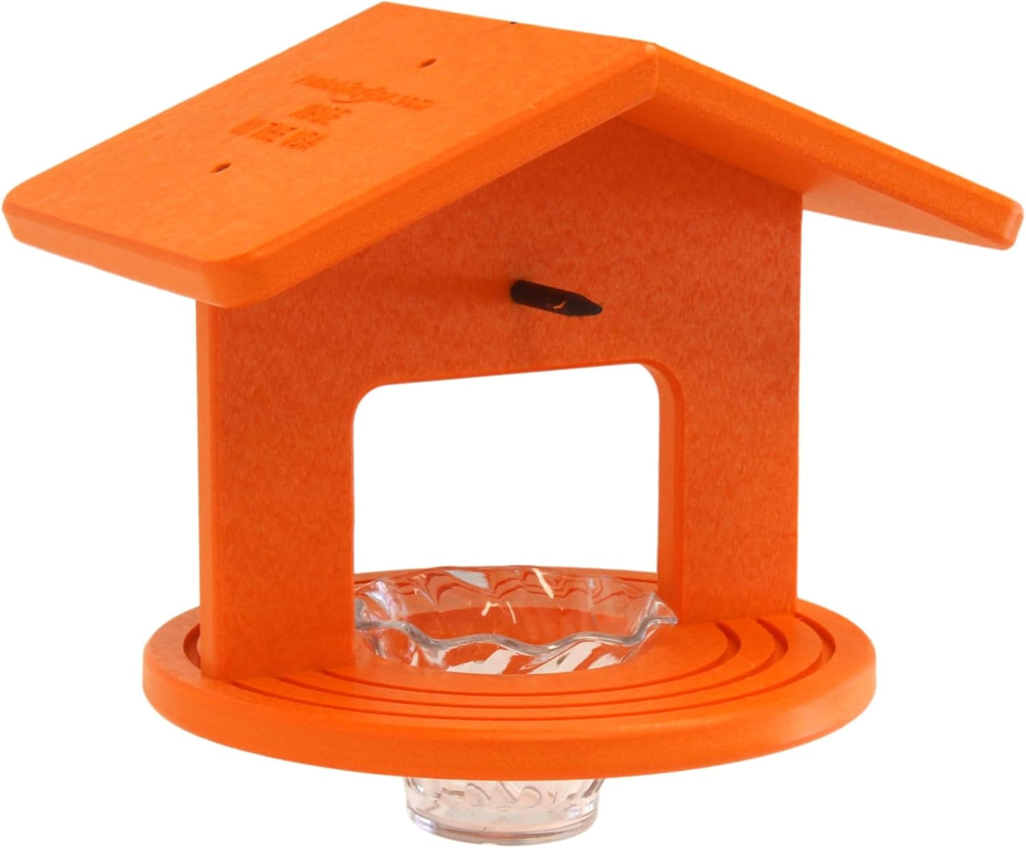AmishToyBox.com Oriole Bird Feeder, Poly Lumber Hanging Round Oriole Jelly and Orange Feeder with Grooves for Grip, Single Cup (Orange)