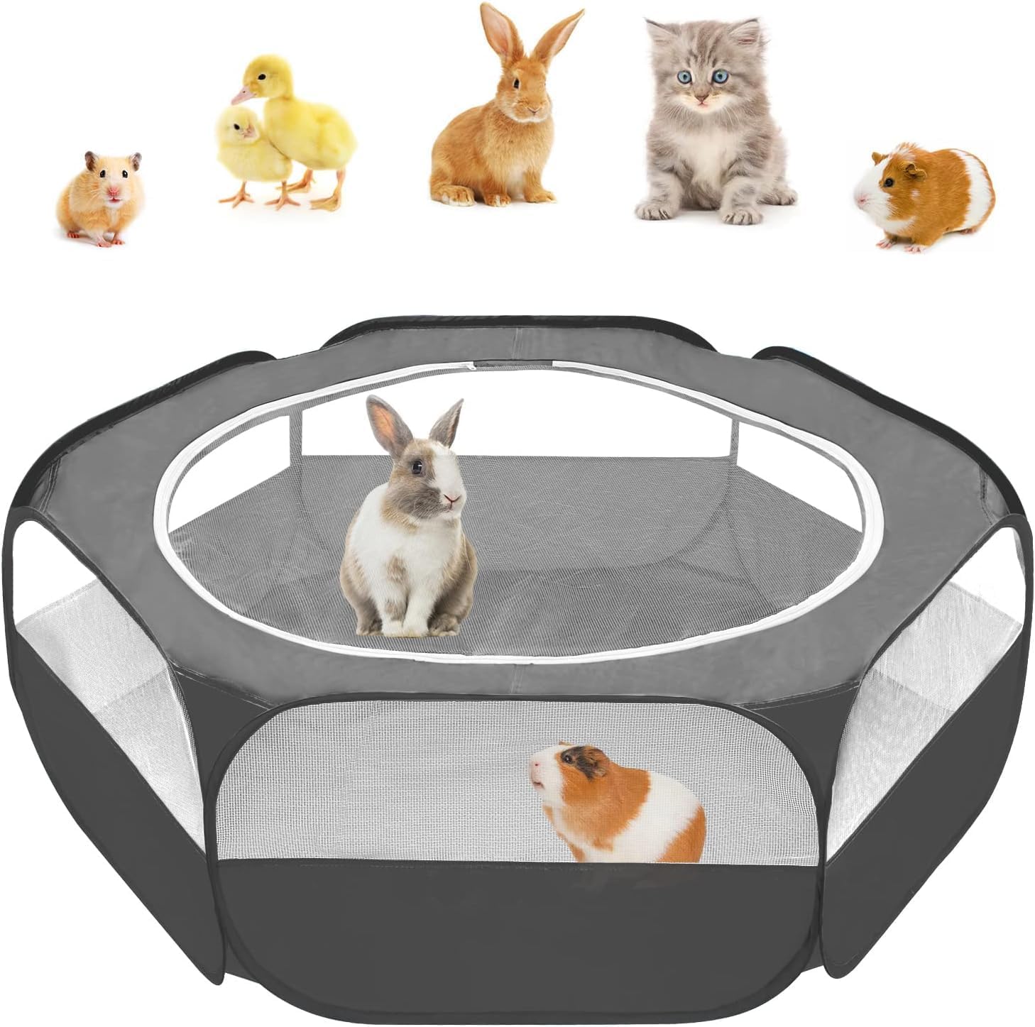 Amakunft Small Animal Pop-Up Playpen with Mesh Cover, 47'' x 23.6'' x 