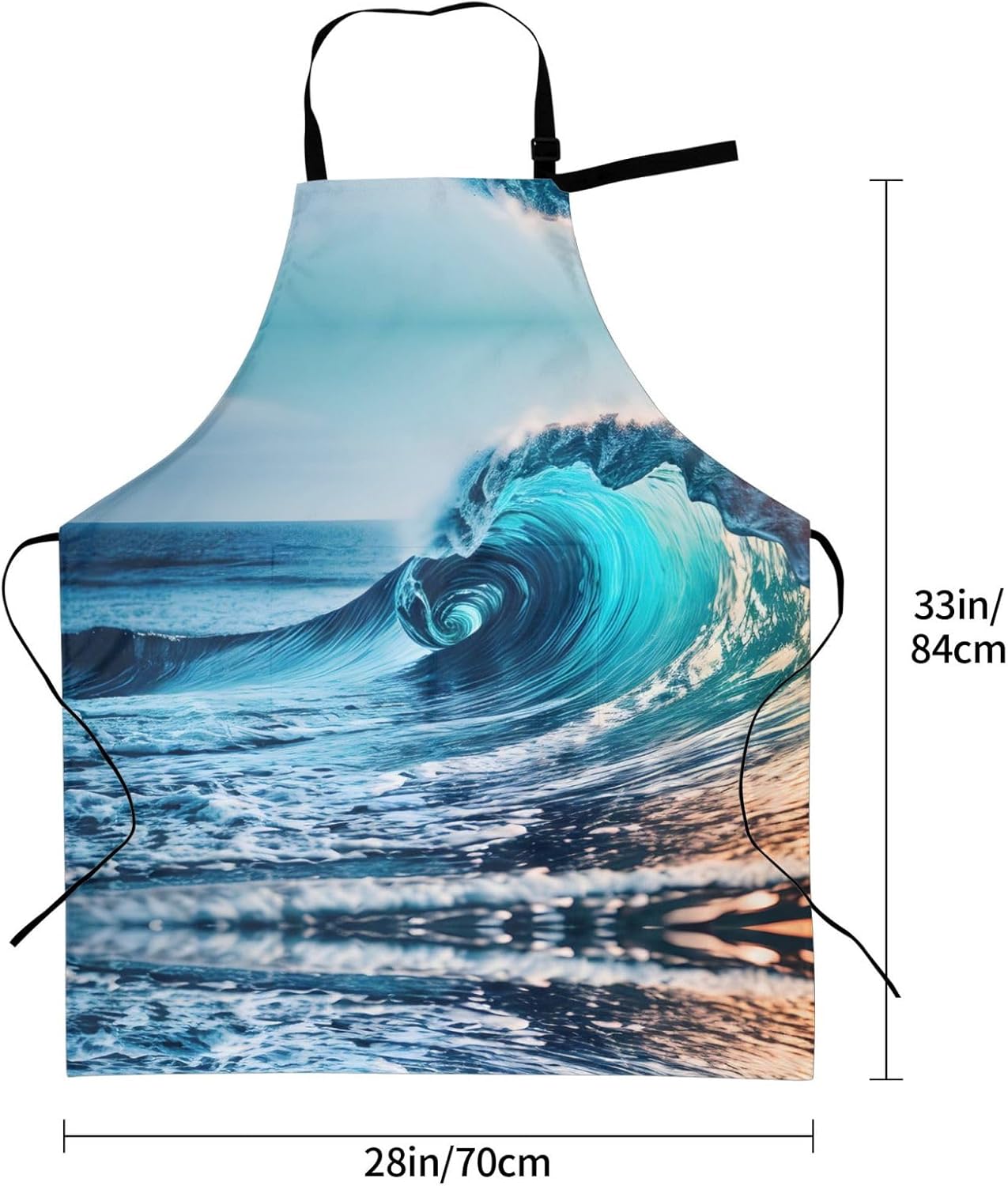Ocean Sea Wave Print Laundry apron 28x33 In Waterproof Kitchen Apron w